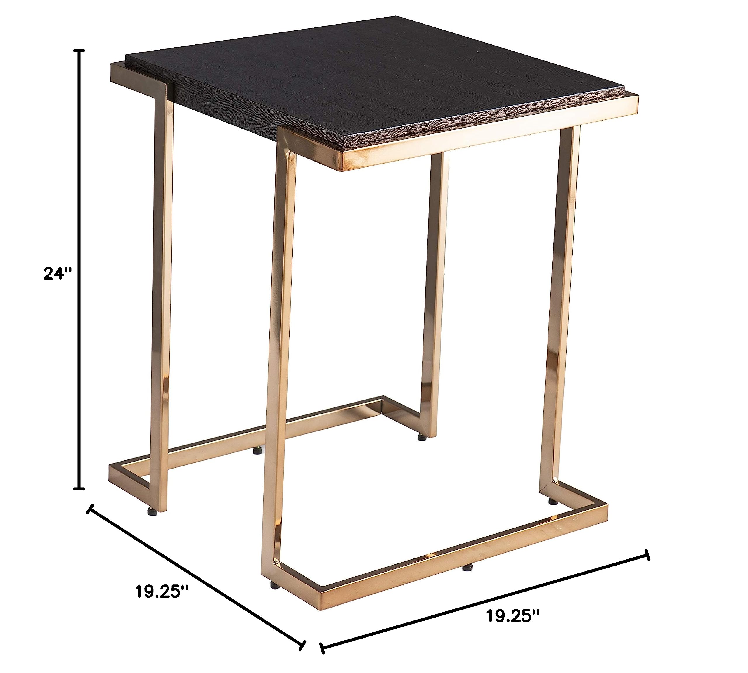 SEI Furniture Barcia Side Table - Black & Champagne Finish, Modern Nightstand for Bedroom, Living Room, or Office - Compact End Table with Sturdy Metal Frame