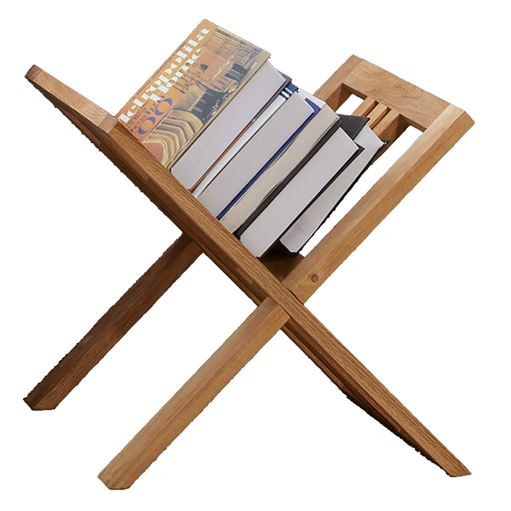 Solid Oak Wood Bookshelf - Floor Standing Book Stand, Magazine & Newspaper Rack, Storage Shelf for Picture Books & Info Display | Perfect for Living Room, Home Office & Library Organization