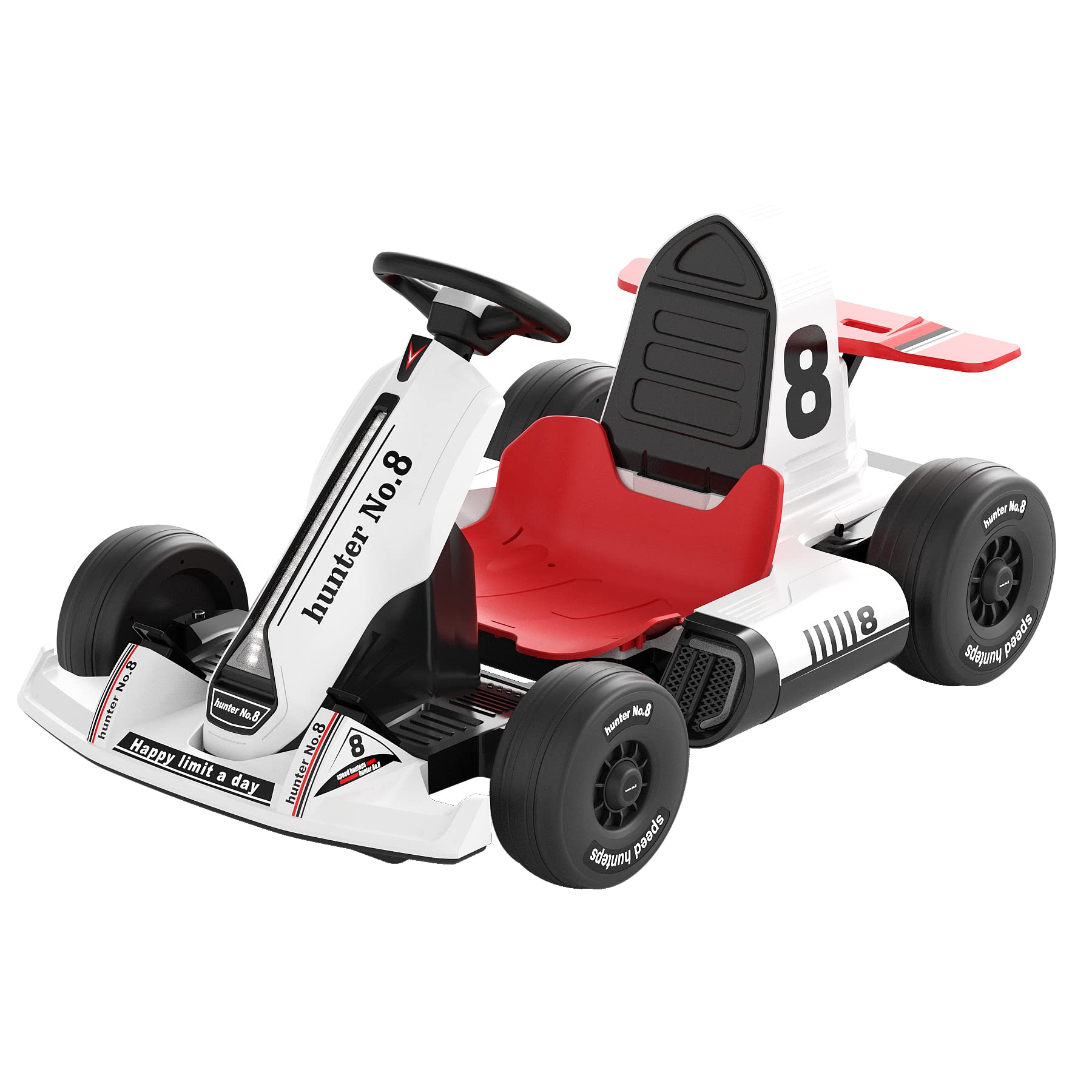 YUFU 12V Electric Go Kart for Kids & Adults - Battery Powered Ride On Car with Bluetooth & Remote Control - Outdoor Racer Toy for Boys & Girls (White) - Perfect for Backyard Racing, Birthday Gifts & Family Fun