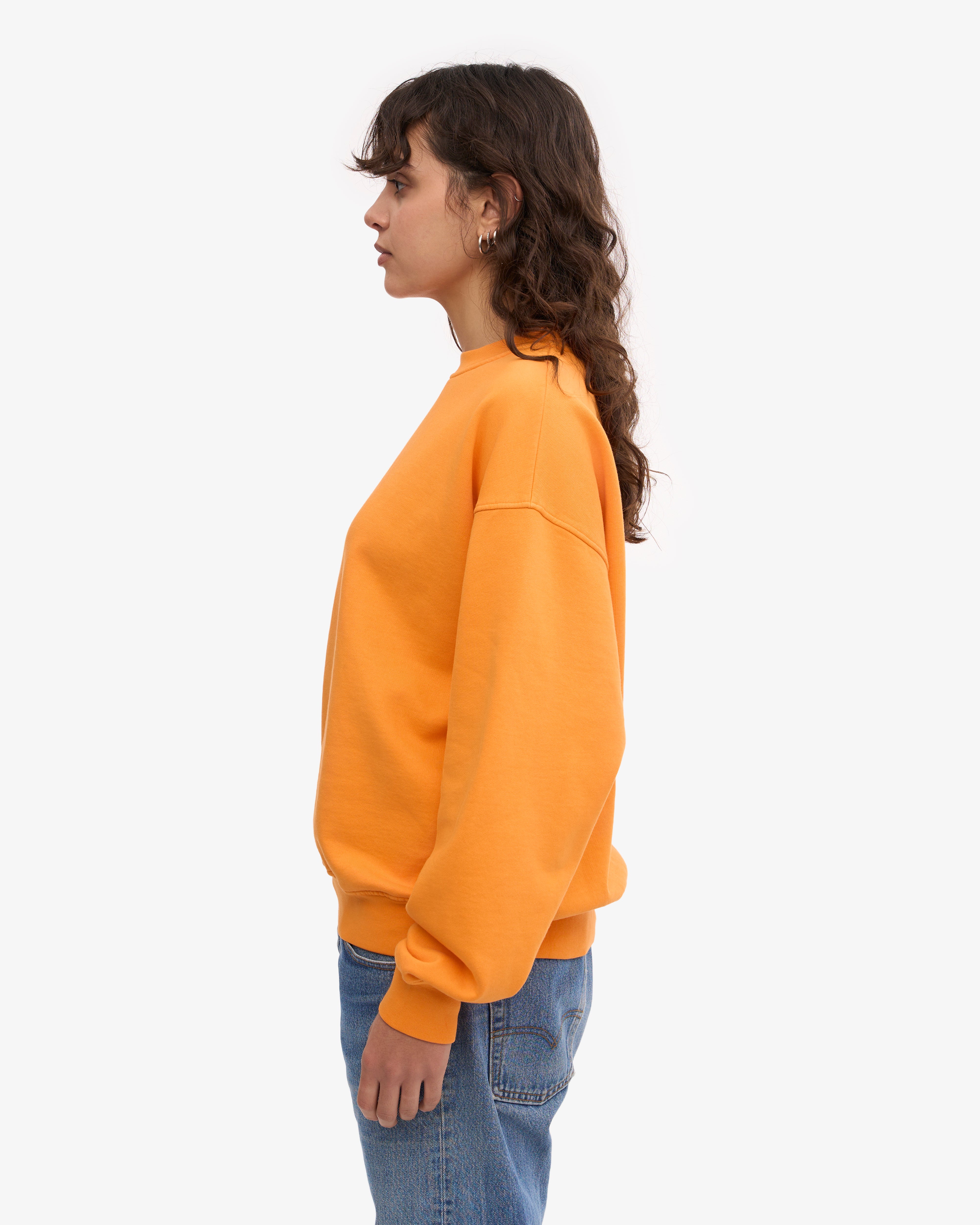 Organic Oversized Crewneck Sweatshirt - Sunny Orange | Cozy & Stylish Unisex Pullover for Casual Wear, Loungewear & Outdoor Activities