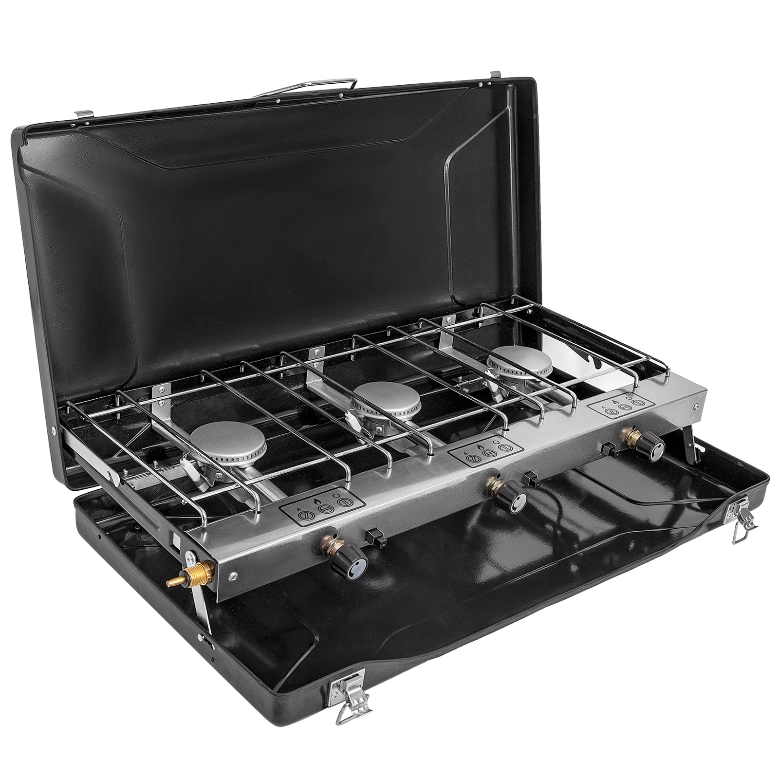3-Burner Propane Camping Stove 19800 BTUs - Portable Outdoor Cooking Stove with 3 Adjustable Burners & Built-in Handle - Perfect for Car Camping, Backyard BBQs, Picnics & Tailgating - Ideal for Family Gatherings & Outdoor Adventures