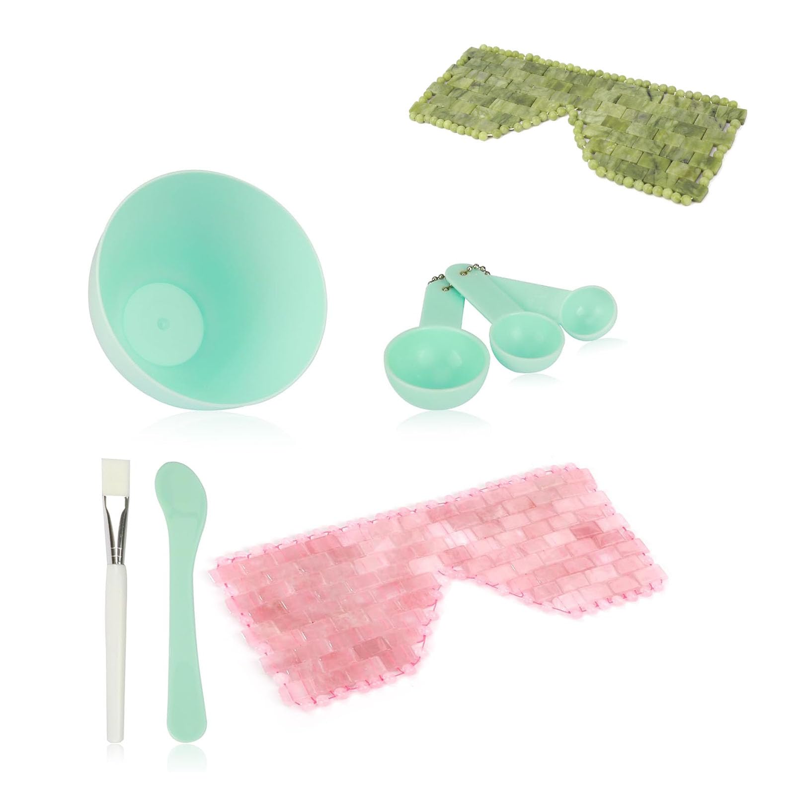 Jade Eye Mask & Cooling Facial Mask Set with Mixing Bowl - Soothing Spa Treatment for Relaxation & Skincare at Home