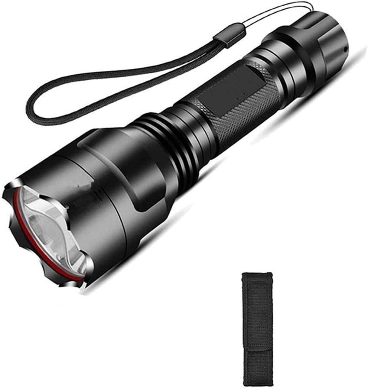 Jiaanu 8000 Lumen USB-C Rechargeable Tactical Flashlight - 5000mAh Battery with Case | High Power Portable Flashlight for Camping, Hiking, Emergency & Outdoor Activities