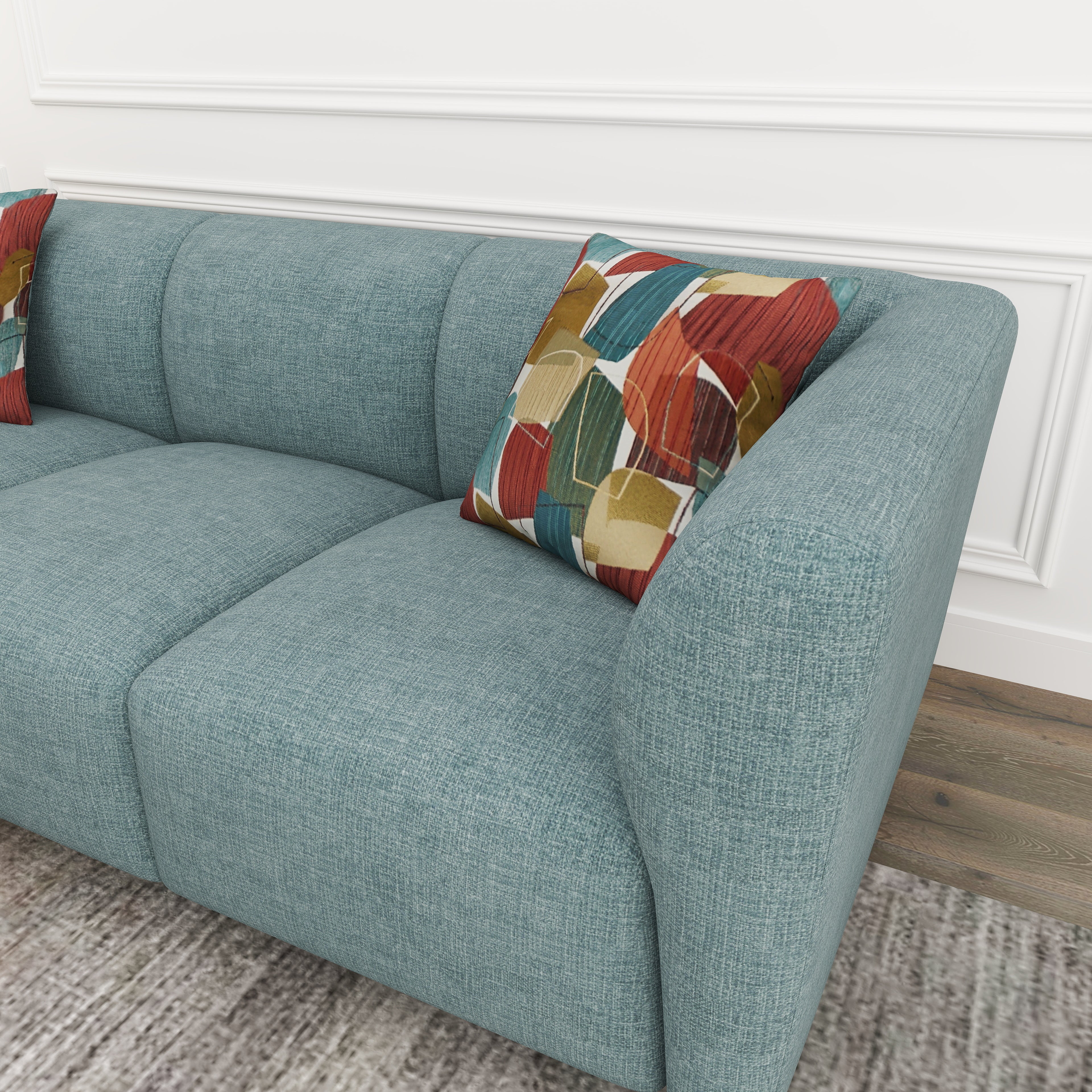 Roundhill Furniture Della Upholstered Stationary Sofa - Modern Living Room Couch with Soft Fabric, Comfortable Seating for Home, Office & Lounge Spaces