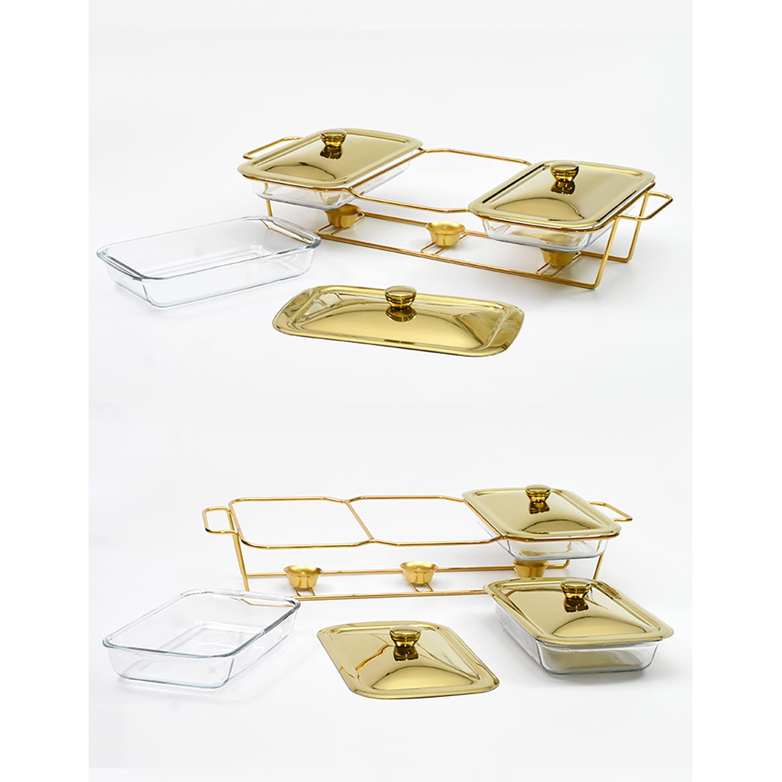 Premium Stainless Steel Gold Chafing Dish Buffet Set - 3-Piece Catering Warmer for Banquets, Parties & Buffets | Elegant Food Warming Solution for Weddings, Events & Holiday Dining