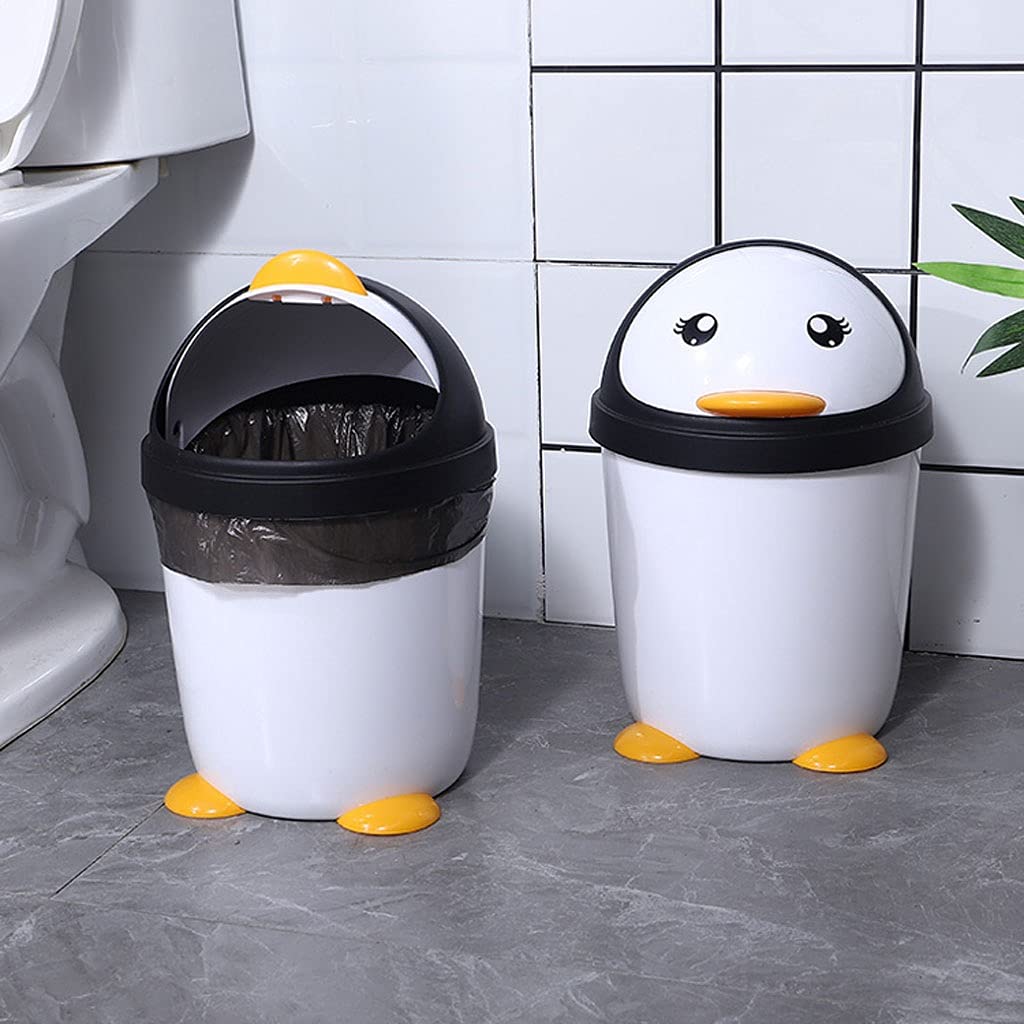 Cute Penguin Shaped Trash Can - 13 Gallon Large Capacity Indoor Garbage Bin for Kitchen, Bathroom, Living Room & Bedroom | Flip Top Lid, Odor Control, Space Saving Design | Perfect Home & Office Waste Storage Solution