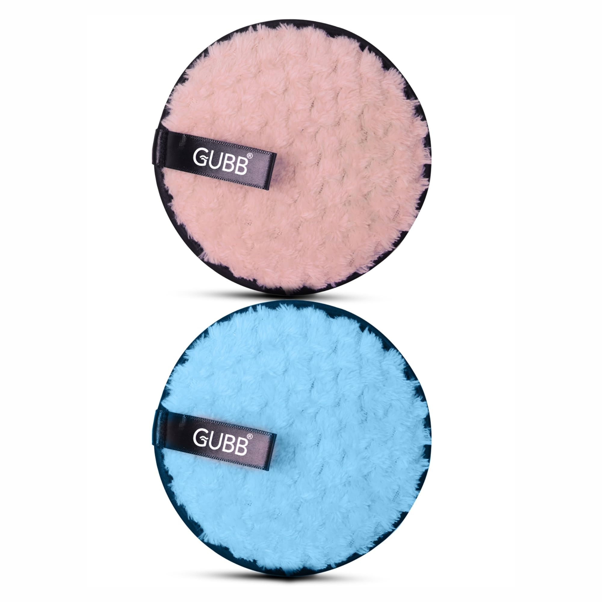 GUBB Reusable Makeup Remover Pads - Soft Double-Sided Microfiber Facial Cleansing Pads for Oily, Dry & Sensitive Skin | Washable Makeup Sponge Towels for Deep Cleansing | Pack of 2 (Purple & Pink) | Perfect for Travel, Daily Skincare & Eco-Friendly Beauty Routine