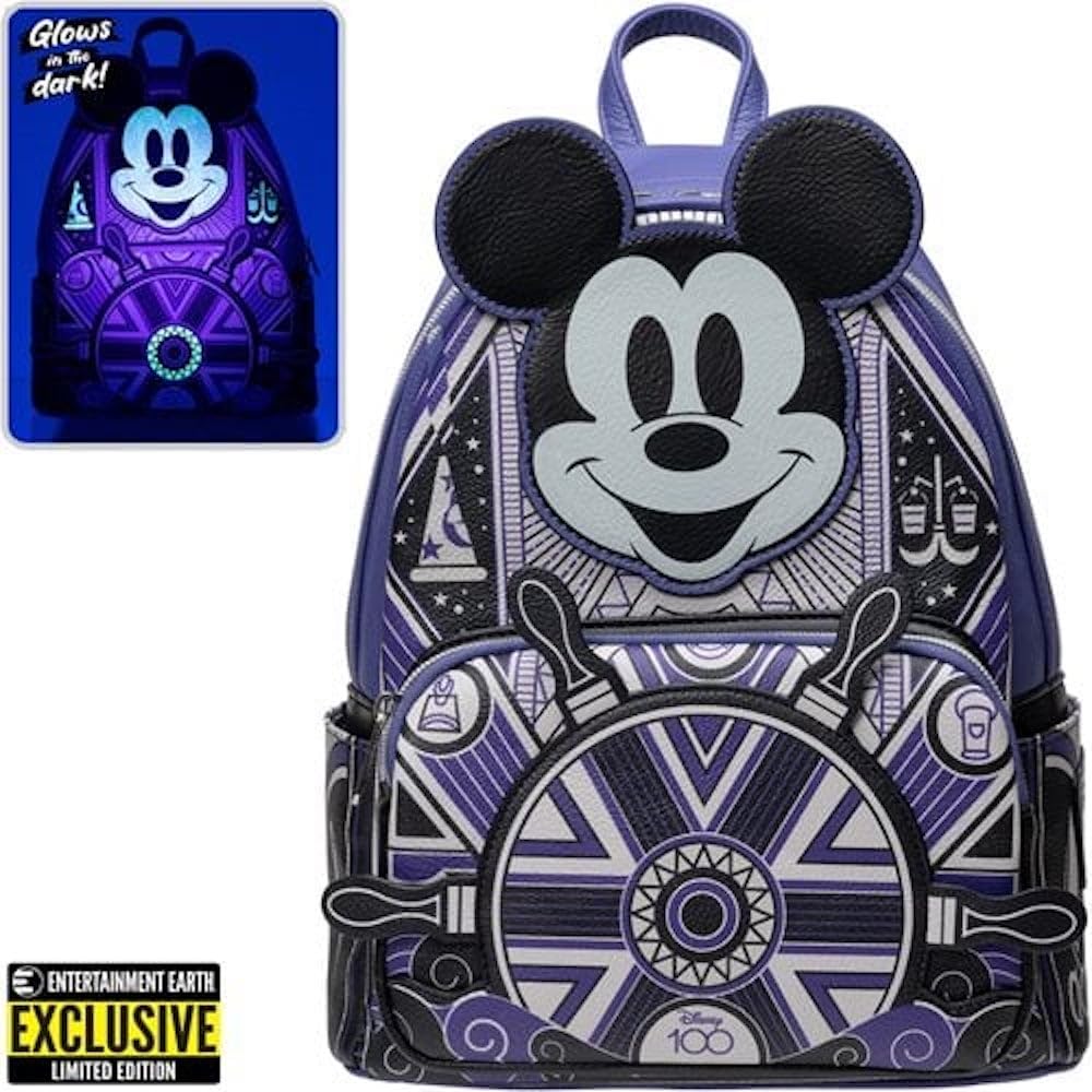 Loungefly Disney 100th Anniversary Art Deco Mickey Mouse Mini Backpack - Exclusive Collectible Crossbody Bag for Disney Fans, Theme Park Visits & Cosplay