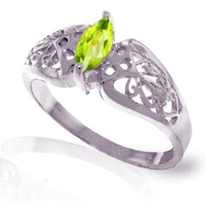 0.2 Carat 14K Solid White Gold Peridot Ring - Elegant Birthstone Jewelry for Women, Perfect for Anniversary, Birthday & Special Occasion Gifts
