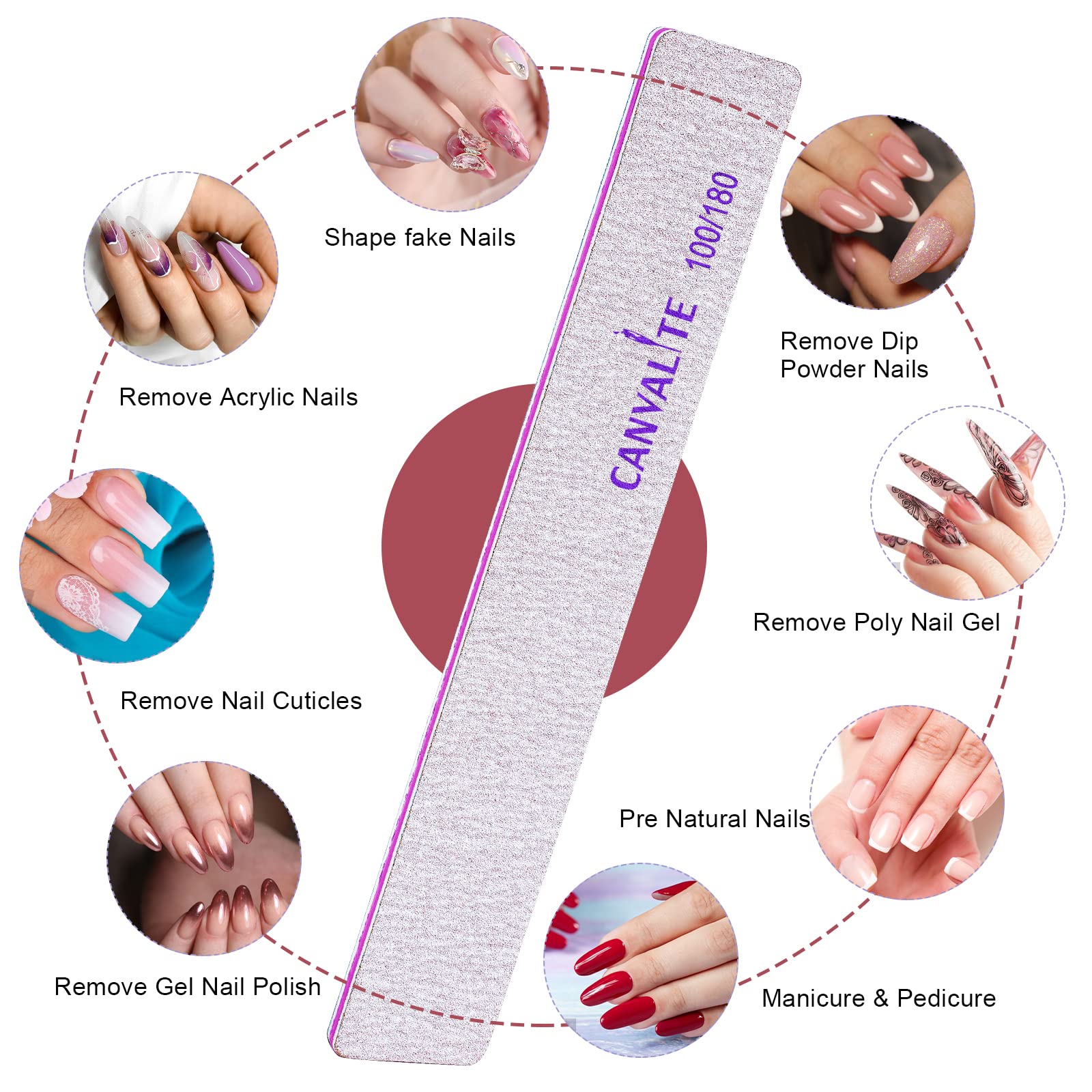 Professional Reusable Nail File - Canvalite Emery Board for Home & Salon (100/180 Grit) - Perfect for Manicures & Pedicures