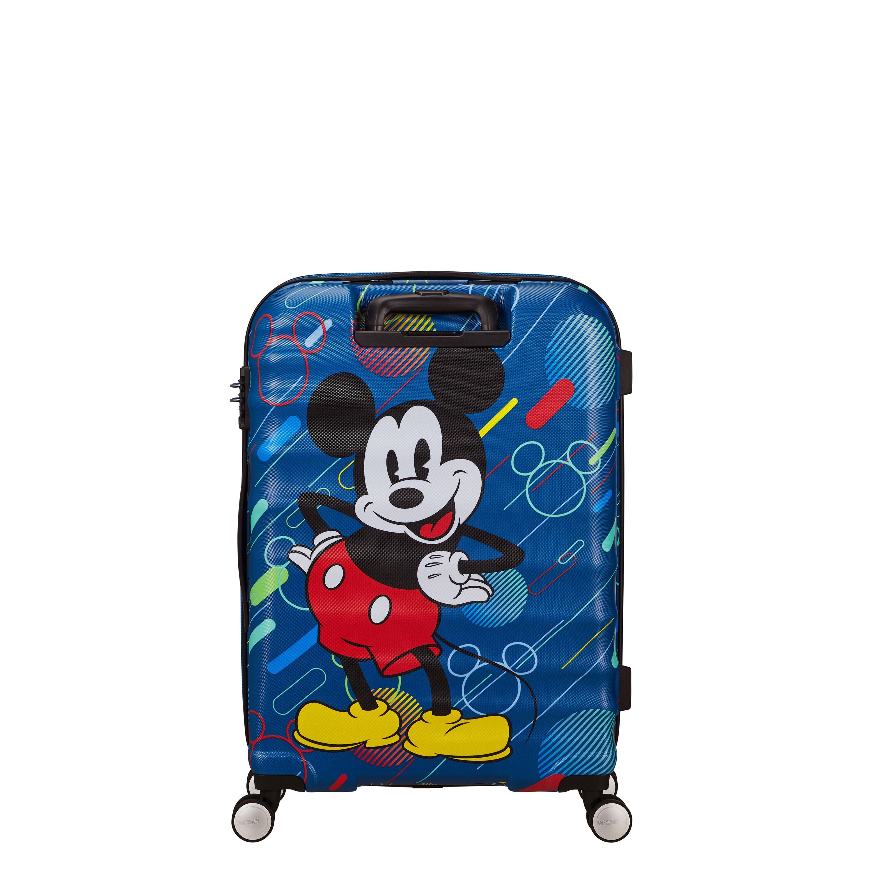 American Tourister Disney Wavebreaker Spinner Medium Luggage - Mickey Future Pop Design | Lightweight Durable Suitcase for Travel, Vacation & Business Trips