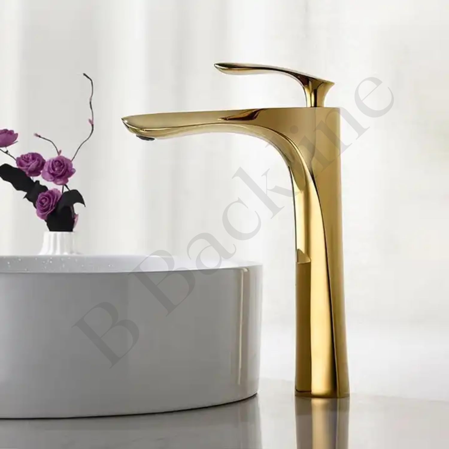 Brass Waterfall Bathroom Sink Faucet - Single Handle Mixer Tap for Bathroom & Living Room (Gold)