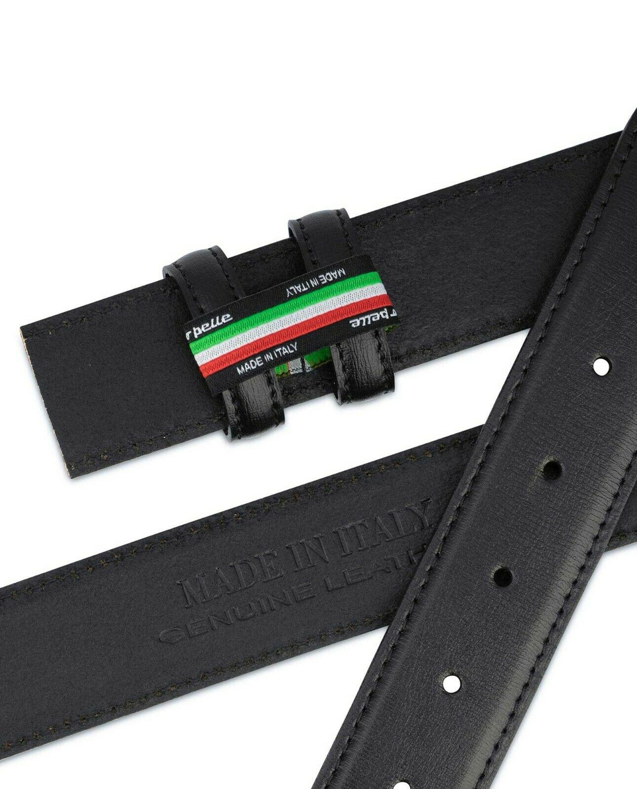 Men's Genuine Leather Belt 35mm - Black Replacement Strap for Ferragamo Buckles with Stitched Design | Perfect for Business, Casual & Formal Wear