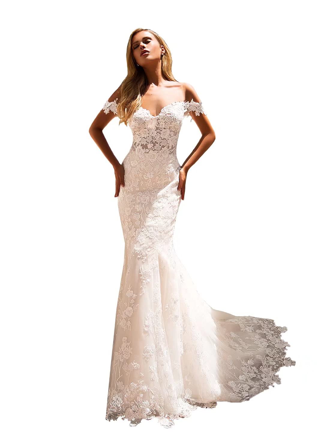 Elegant Mermaid Wedding Dresses - Satin Sweep Train V Neck Backless Bridal Gowns for Beach, Destination, and Outdoor Weddings