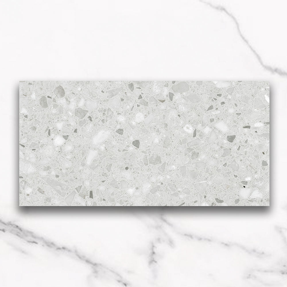 Modena White 300x600mm Matte Terrazzo Porcelain Tile - Premium Wall & Floor Tile for Bathroom, Kitchen & Living Room Renovation