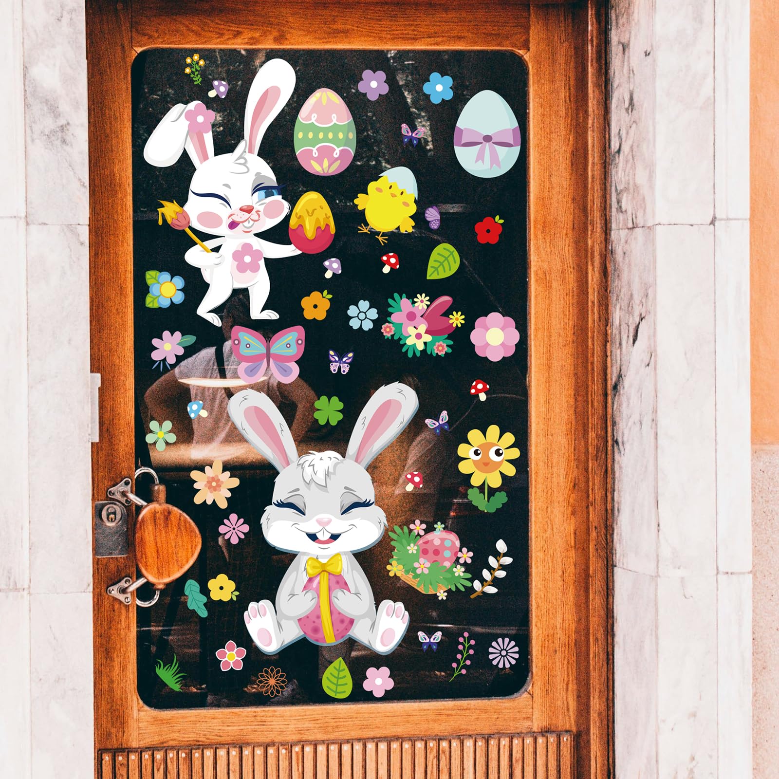 12 Sheets Easter Window Clings - 366 Reusable Double-Sided Static Window Stickers for Holiday Home Decor | Large 12x9 Inch Easter Decals for Glass Windows, Classroom, Office | Perfect for Spring Decorations, Easter Party, and Classroom Activities