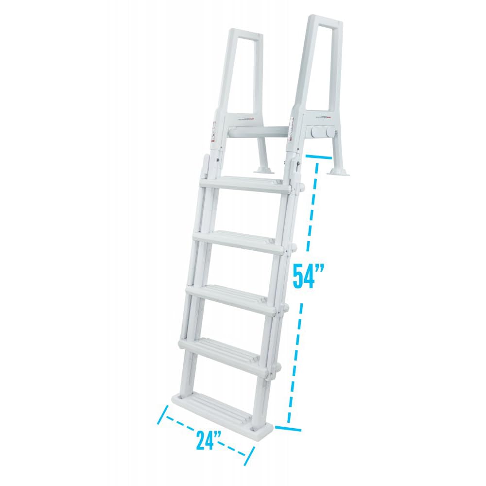 Aqua Select Everest Above Ground Pool Ladder with Wide Steps | White | 350 lbs Weight Capacity | Flip-Up Design for Safety | Perfect for Inground & Above Ground Pools | Ideal for Backyard Swimming, Family Fun & Easy Pool Access