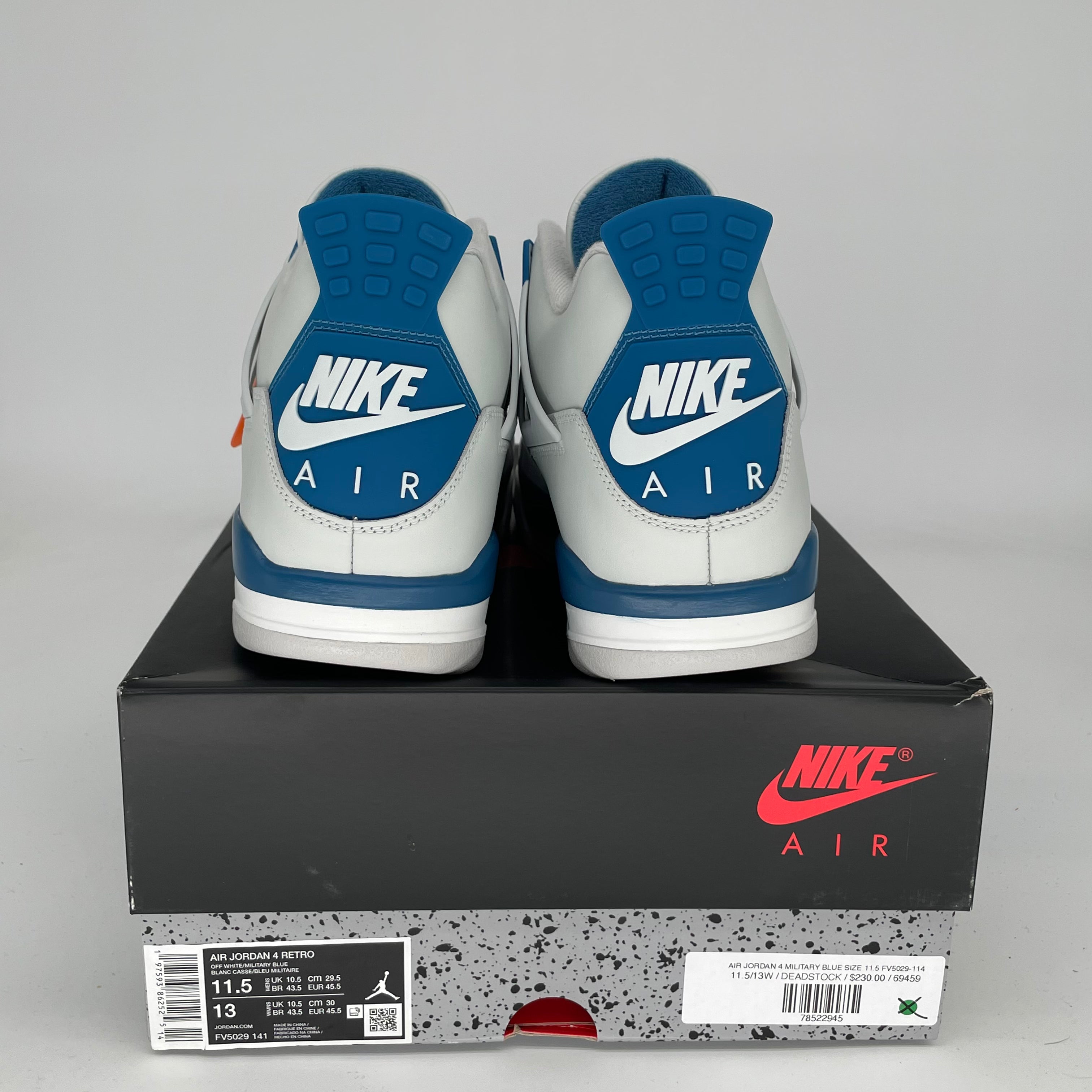 Original Air Jordan 4 Retro 'Military Blue' Men's Basketball Shoes Size 11.5 - FV5029-141 | Classic Sneakers for Streetwear, Sports & Casual Outfits