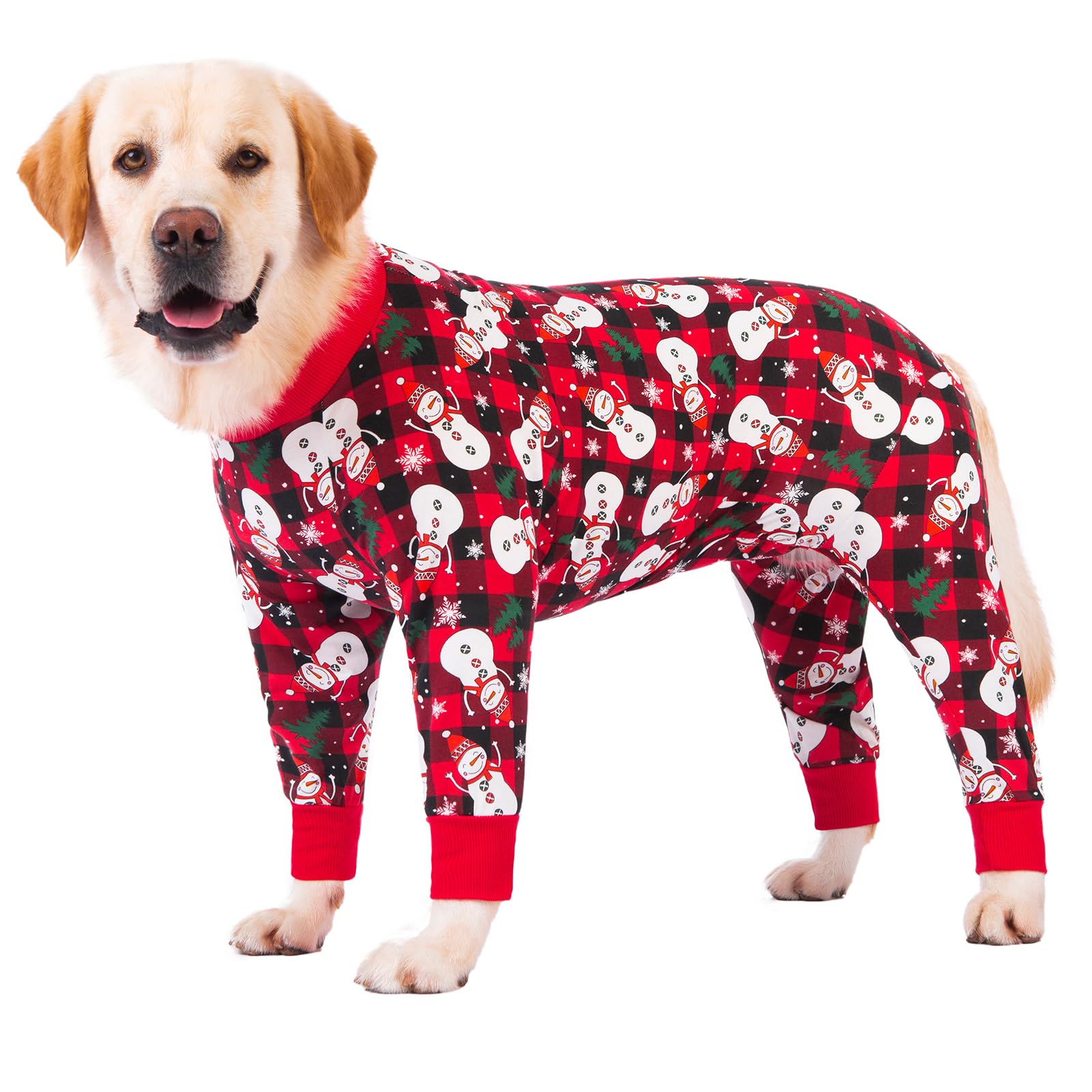 Yeapeeto Dog Recovery Suit After Surgery - Soft Long Sleeve Pet Shirt, Cone Alternative for Large & Medium Dogs - Prevents Licking & Scratching Wounds - Post-Surgery Onesie for Spay/Neuter - Christmas Snowman Design (4XL) - Perfect for Post-Op Care & Comfort at Home