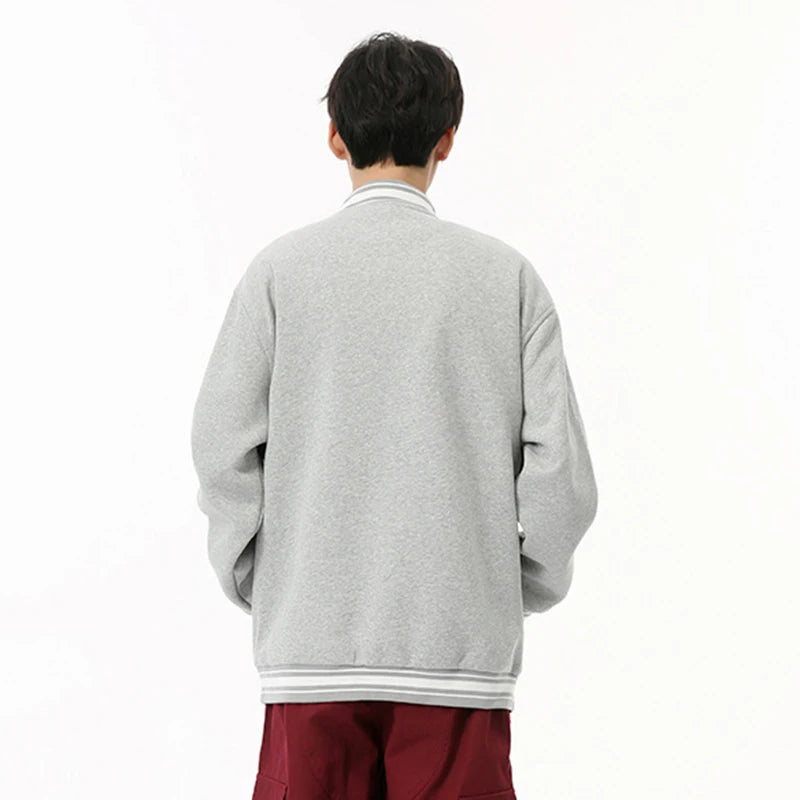 American Style Men's Casual Jackets - Embroidered 3D Letter Single Breasted Loose Coat for Autumn | Trendy Streetwear & Outdoor Fall Fashion