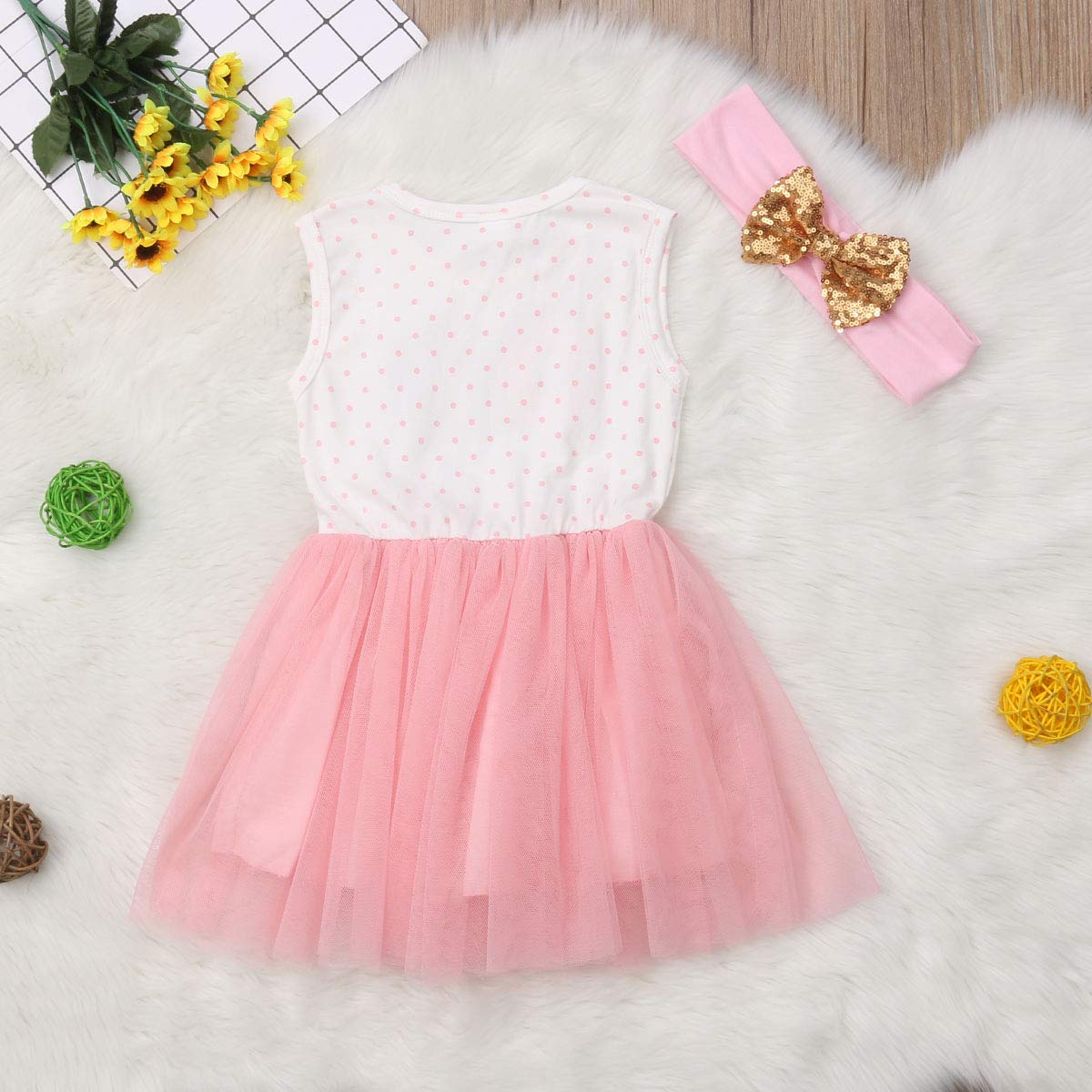 Newborn Baby Girls Pink Striped Tutu Dress & Headband 2Pcs Set - First Birthday Outfit, Casual Donut Print Skirt for Photoshoots, Parties & Special Occasions
