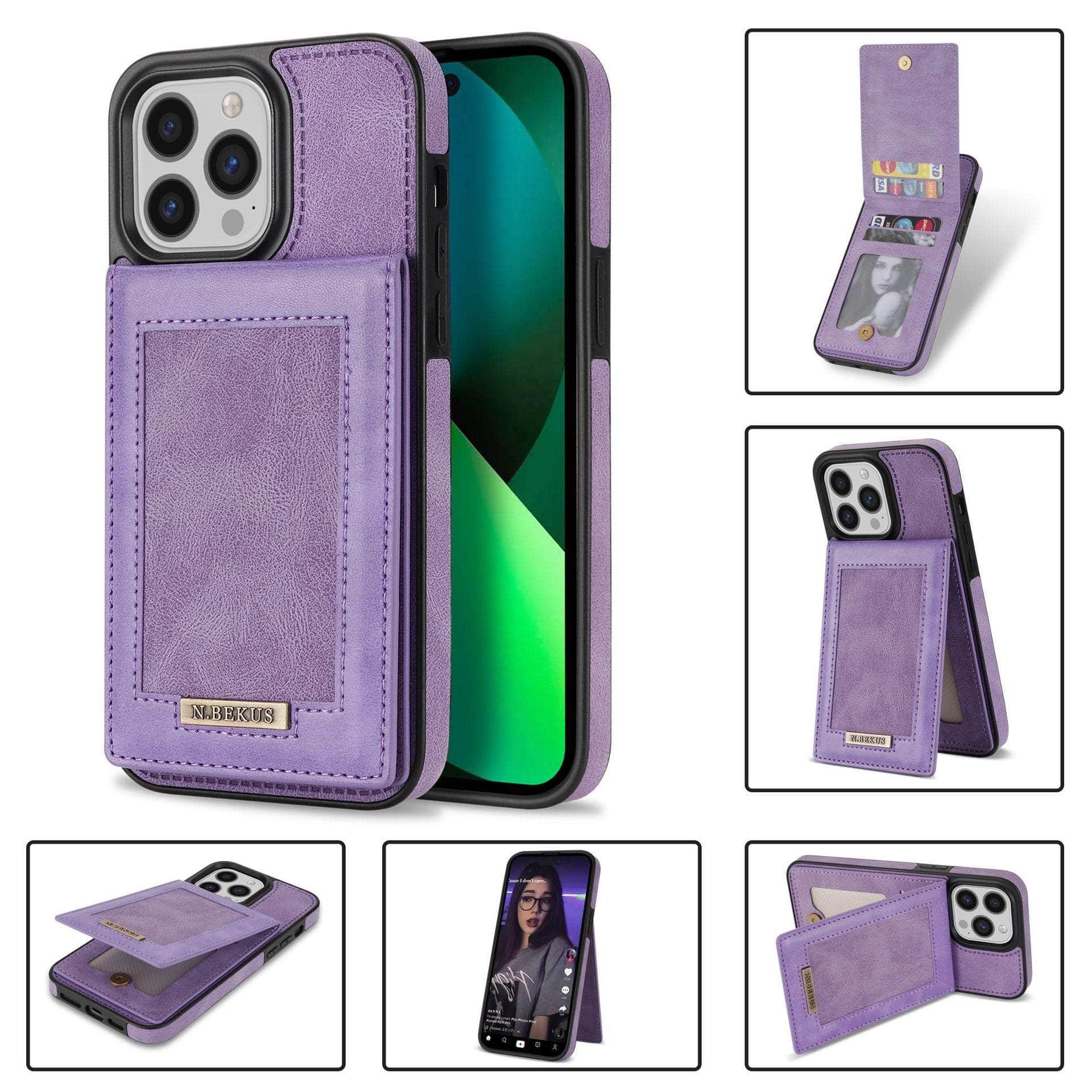 Premium Vegan Leather iPhone 14 Plus Wallet Case with 6 Card Slots - Slim Protective Cover for Everyday Use & Travel Essentials