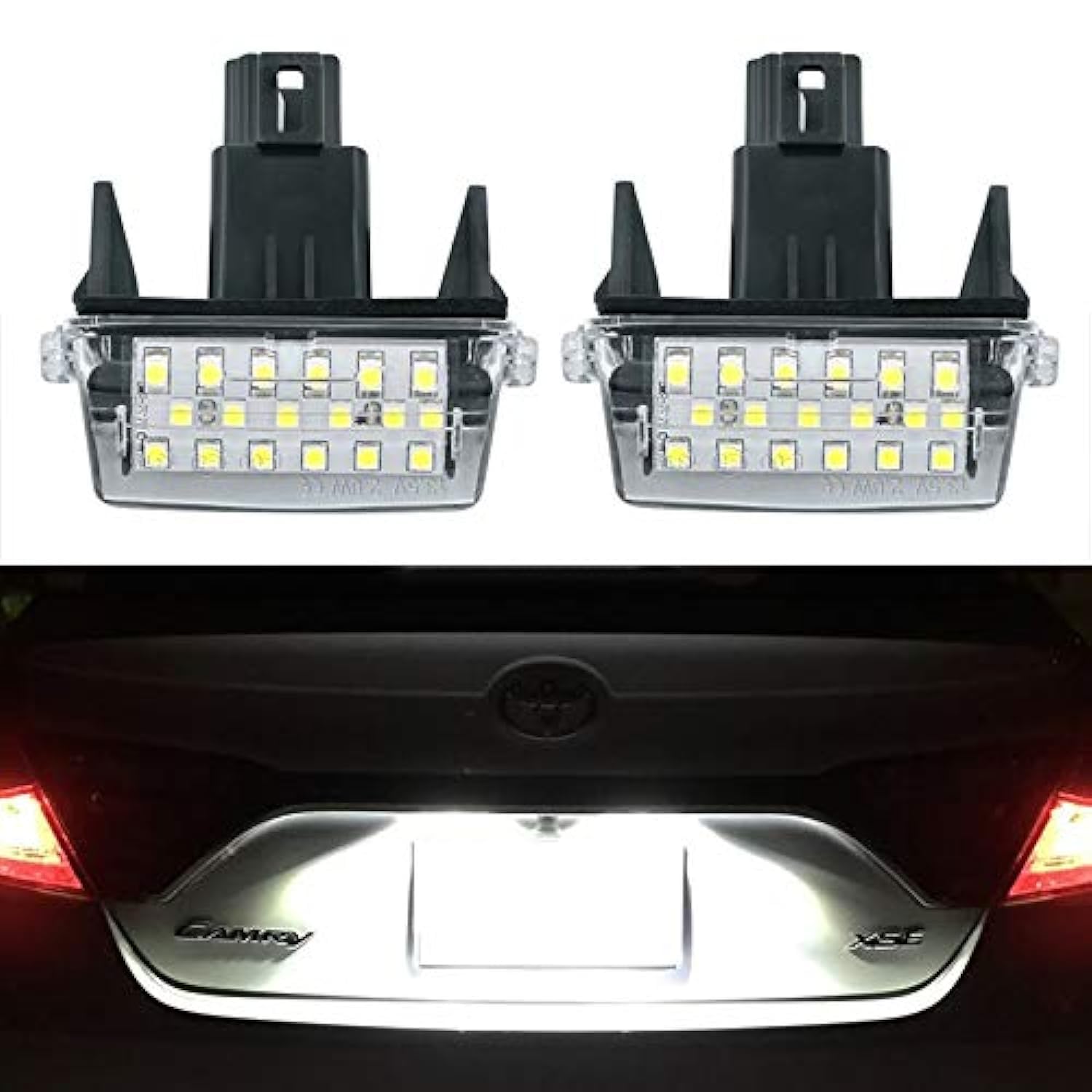 Gempro 2Pcs LED License Plate Light Lamp Assembly for Toyota Camry Yaris Highlander Prius C Avalon - 18SMD Xenon White LED Lights - Bright & Durable Replacement - Perfect for Night Driving & Enhanced Vehicle Appearance