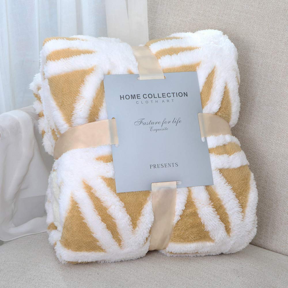 LOMAO Sherpa Fleece Blanket - Ultra Soft & Fuzzy Dual Sided Throw Blanket for Couch, Sofa & Bed - Warm Cozy Blanket for Winter, Home Decor, Camping & Gifts (Yellow, 60x80 Inches)