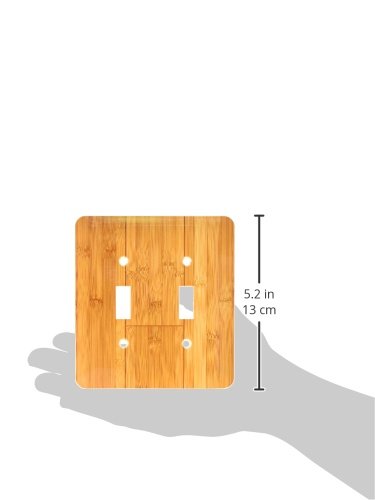 3D Natural Bamboo Double Toggle Switch Plate Cover - Decorative Wall Plate for Home & Office Decor, Perfect for Living Room, Bedroom, Kitchen, Bathroom Light Switch Upgrade