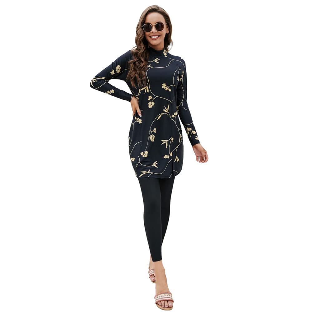IMEKIS Women's Modest Burkini Swimwear - Full Coverage Islamic Swim Suit with Floral Print, Swim Top & Pants for Muslim Beachwear | Perfect for Swimming, Beach Outings & Water Sports