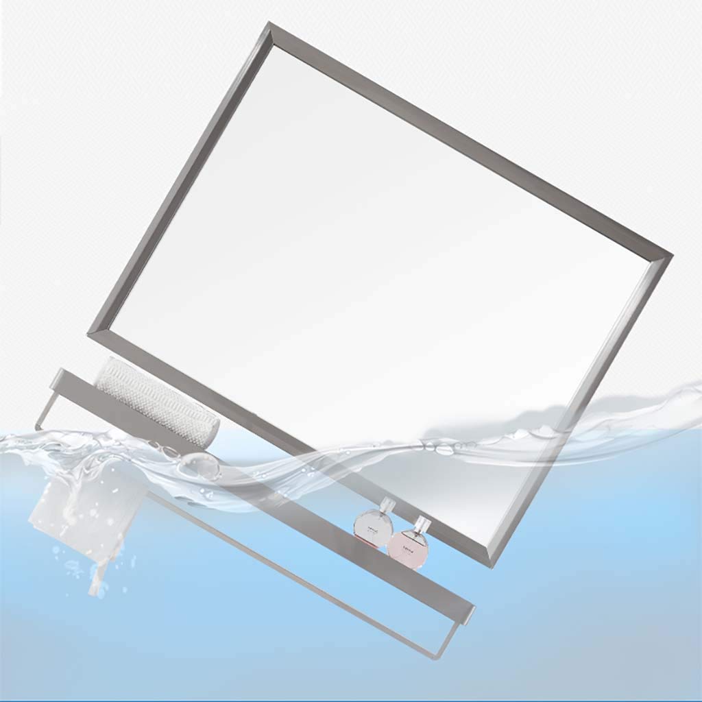 Stainless Steel Rectangle Bathroom Mirror with Shelf & Towel Bar - Wall Mounted Vanity Makeup Mirror with Hardware for Bathroom, Washroom - Perfect for Small Spaces & Modern Home Decor