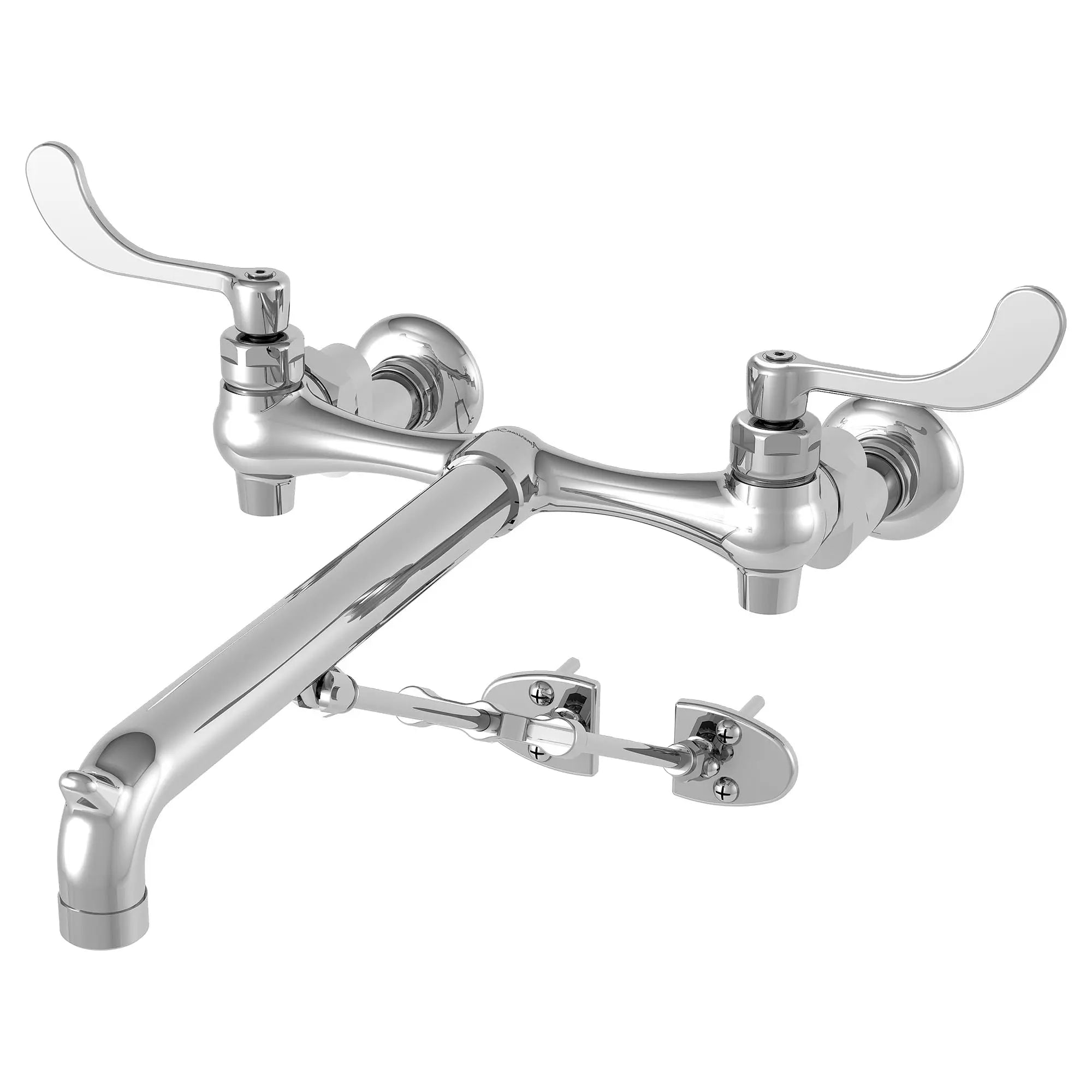 Wall Mount Service Sink Faucet with 12 Inch Spout & Offset Shanks - Heavy Duty Bottom Brace Design for Commercial Kitchens, Laboratories, and Utility Rooms