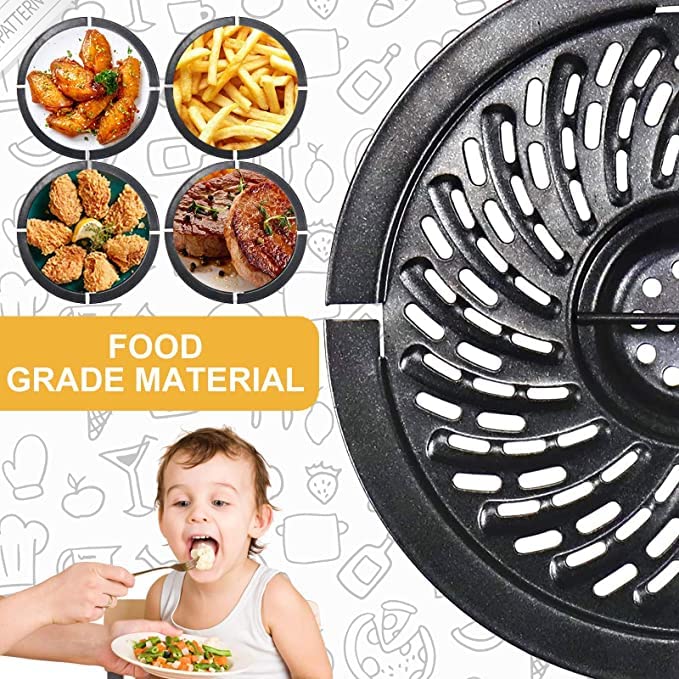 Premium Nonstick 2 Quart Round Air Fryer Grill Plate for PowerXL, Chefman, Dash & Bella Pro Series - Crisper Tray Rack Grate Grid Insert Pan for 2QT Air Fryers - Perfect for Grilling, Roasting & Crisping Meats, Veggies & Snacks