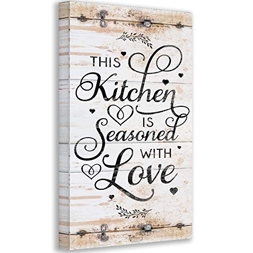 Farmhouse Kitchen Wall Sign - Rustic Love Quote Canvas 12x24 for Home Decor