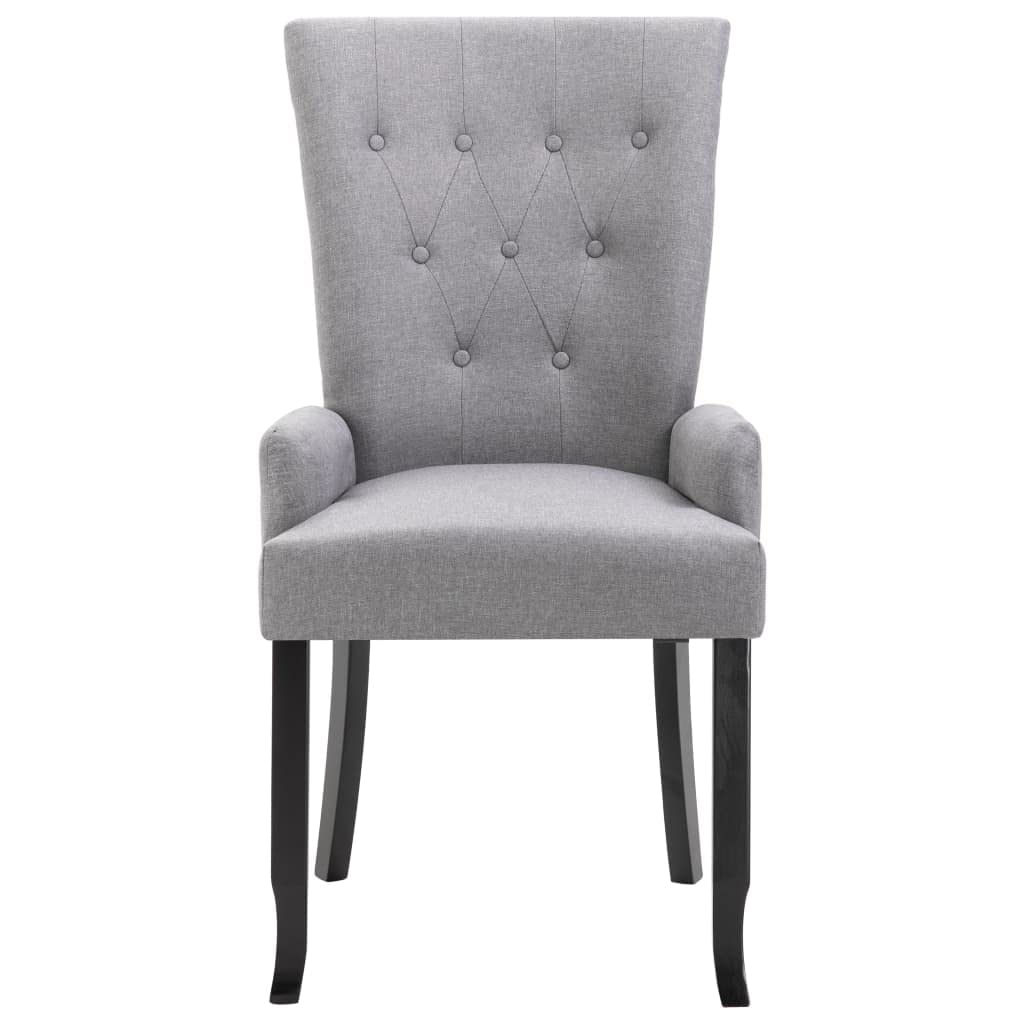 Light Grey Fabric Dining Chairs with Armrests - Comfortable Kitchen & Dining Room Chairs for Home, Restaurant - Perfect for Family Meals, Entertaining Guests & Cozy Dining