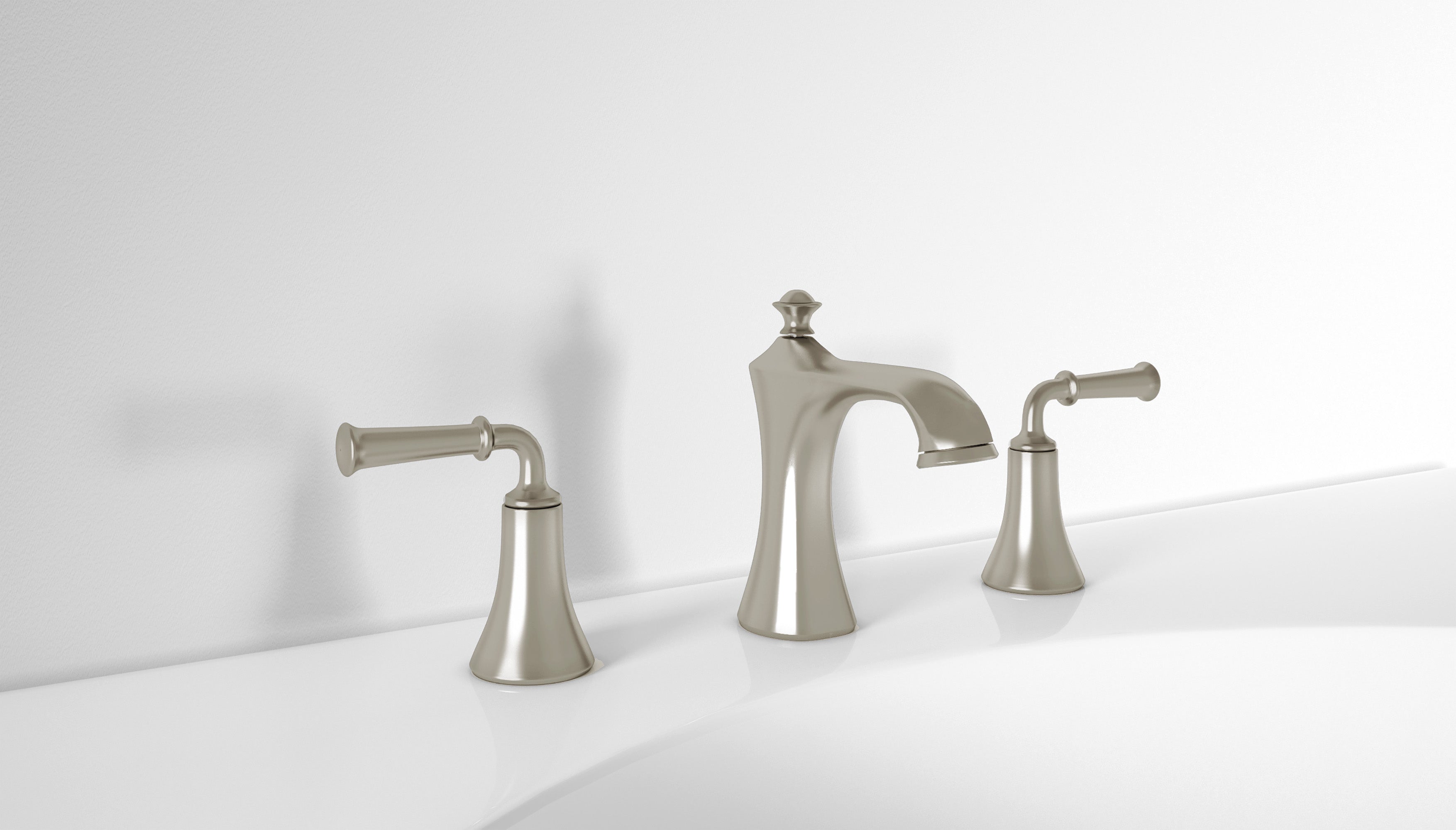 Peonia Brushed Nickel Widespread Bathroom Faucet - Modern 8-inch Centerset Bath Sink Faucet with High Arc Spout for Vanity, Powder Room & Guest Bath Installation