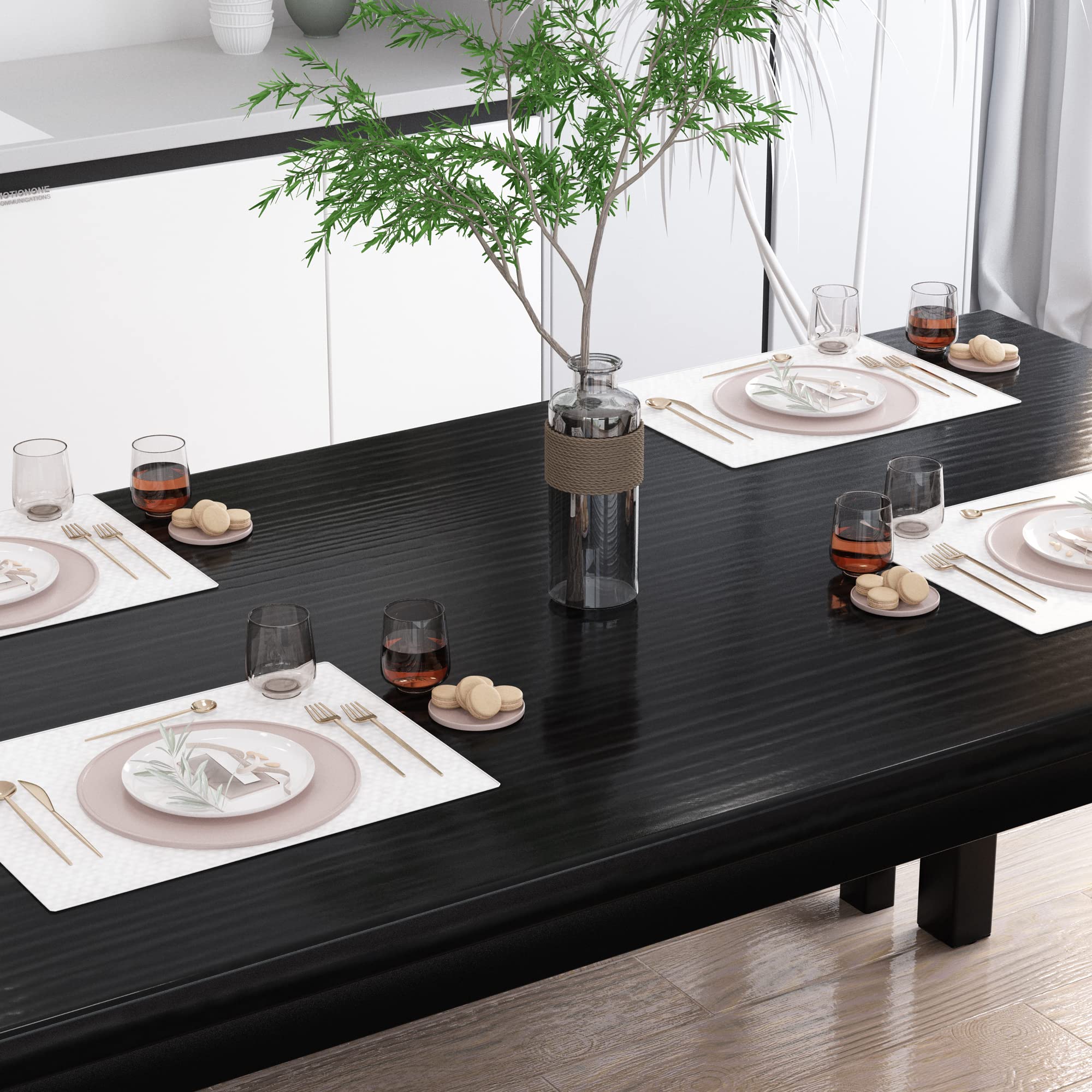 AWQM 43.3 Inch 4-Person Dining Table Set with 2 Benches - Sturdy Metal Frame & Thickened Wood Top - Perfect for Kitchen, Restaurant, Cafe, or Small Space Dining - Black Modern Furniture