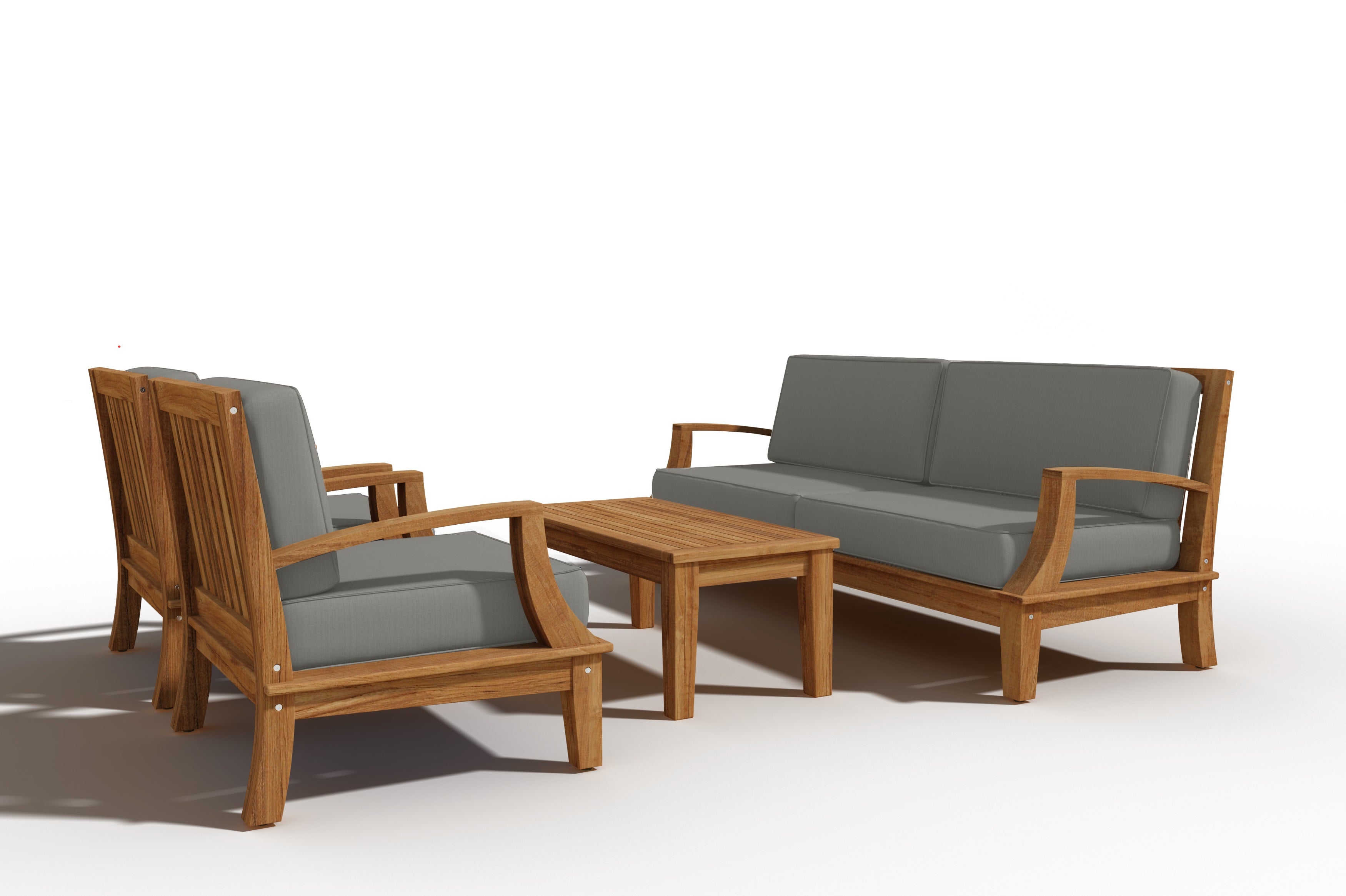 Eliane 4-Piece Teak Outdoor Patio Deep Seating Set with Sunbrella Charcoal Cushions - Durable & Weather-Resistant Furniture for Backyard, Garden, Poolside or Patio Relaxation