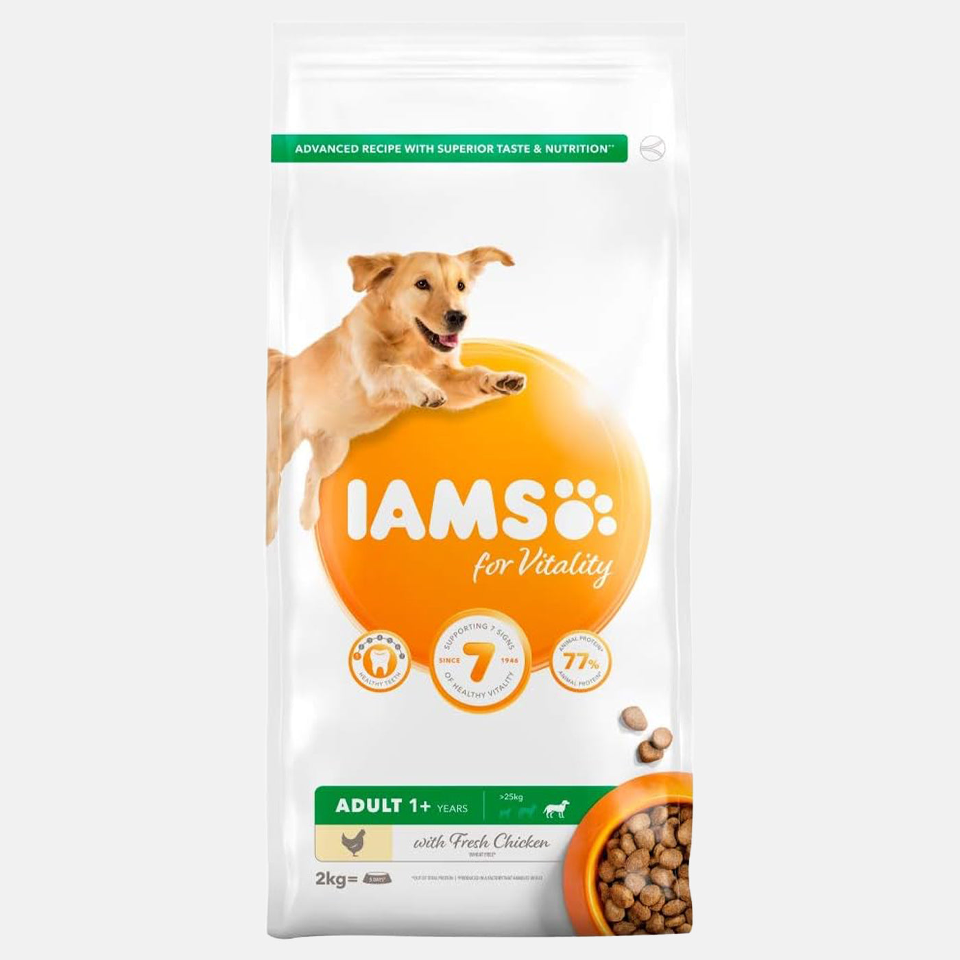 IAMS Vitality Large Breed Adult Dry Dog Food with Real Chicken - High Protein Nutrition for Active Dogs, Perfect for Daily Feeding & Training Rewards