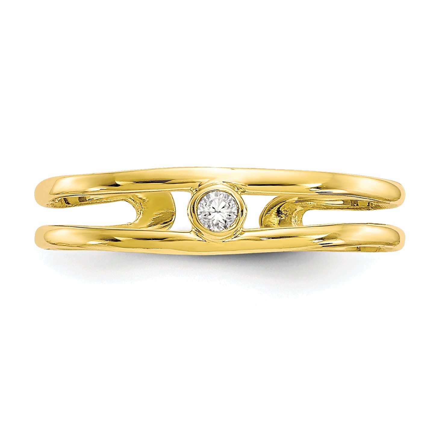 10K Solid Yellow Gold Cubic Zirconia Adjustable Toe Ring - Open Midi Band for Women | Summer Beach Jewelry | Perfect for Vacations, Pool Parties & Pedicure Showcase