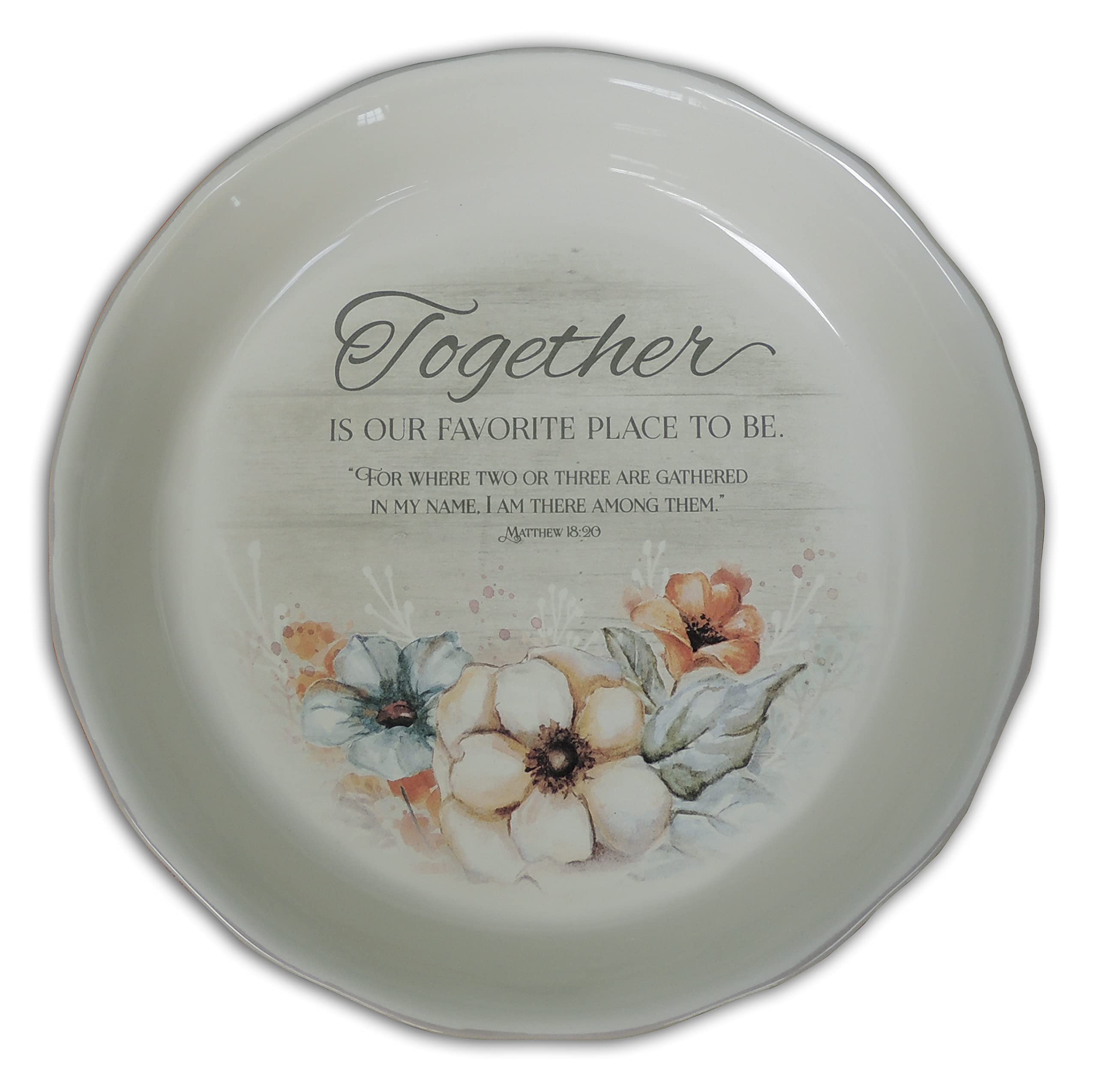 Abbey & CA Gift Together Favorite Place Pie Plate - Elegant Ceramic Pie Dish for Baking, Serving & Gifting - Perfect for Thanksgiving, Christmas & Family Gatherings