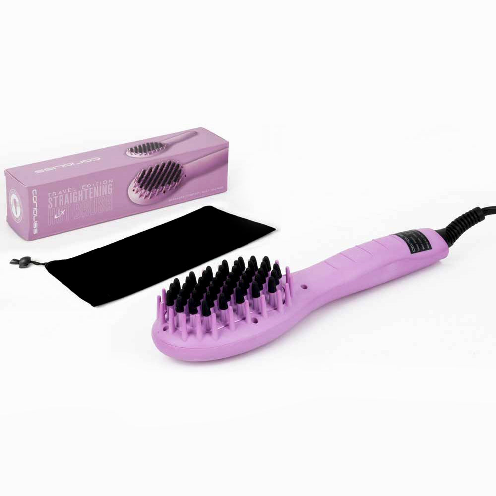 Corioliss Mini Hot Brush for Hair Straightening & Styling - Includes Protective Pouch | Perfect for Travel, Home Use & Salon Styling