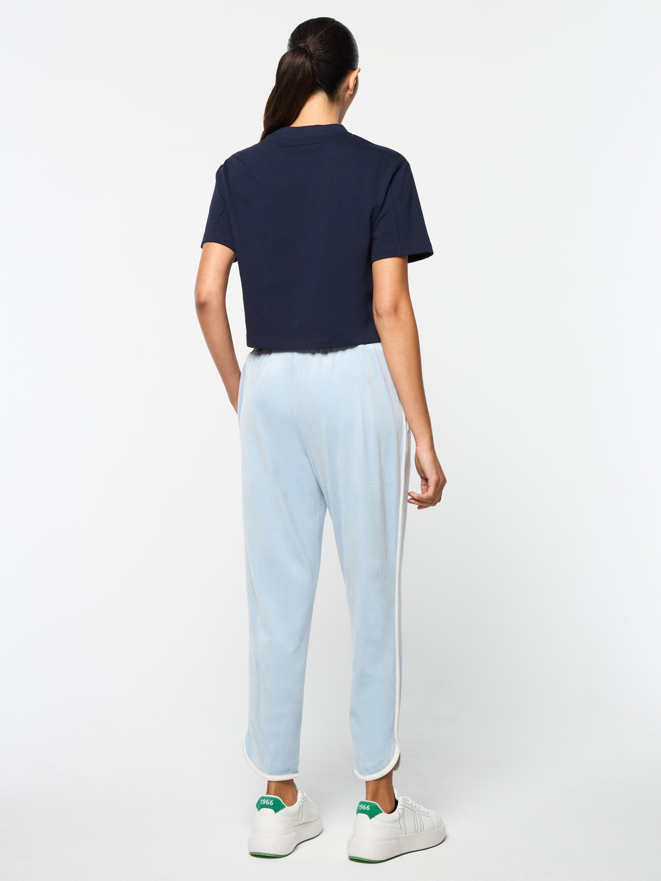 Veneto 3/4 Velour Track Pants for Women - Soft & Comfortable Athletic Lounge Pants in Celestial Blue | Perfect for Yoga, Running, Gym & Casual Wear