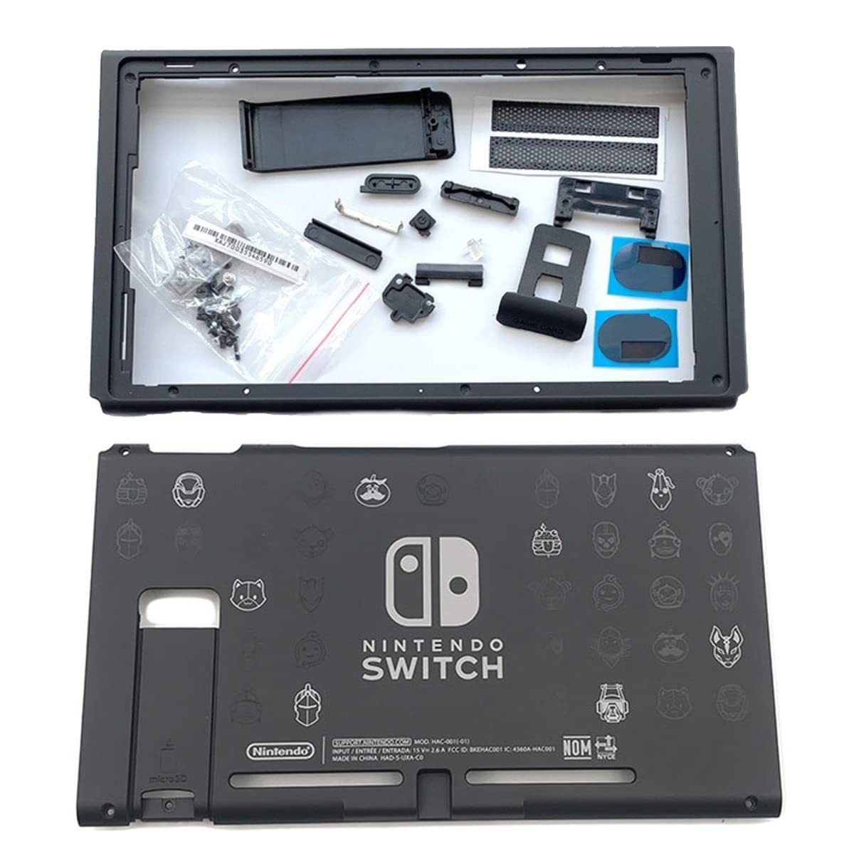 Replacement Full Housing Shell with Backplate & Middle Frame for Nintendo Switch 2019/2020 Model HAC-001(-01) - DIY Repair Kit for Console Protection and Customization
