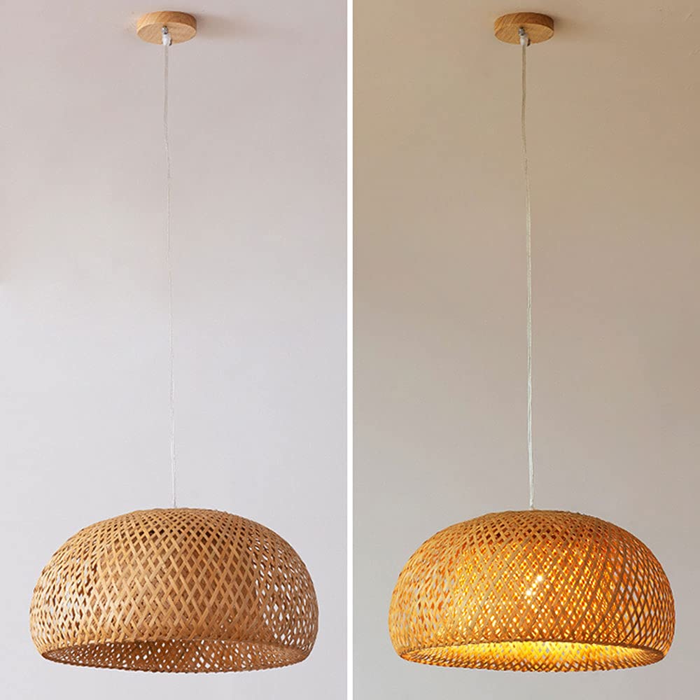 Handwoven Bamboo Chandelier - Natural Rattan Pendant Light with Japanese Wood Art Design | Perfect for Boho Living Room, Bedroom, or Patio Lighting Decor