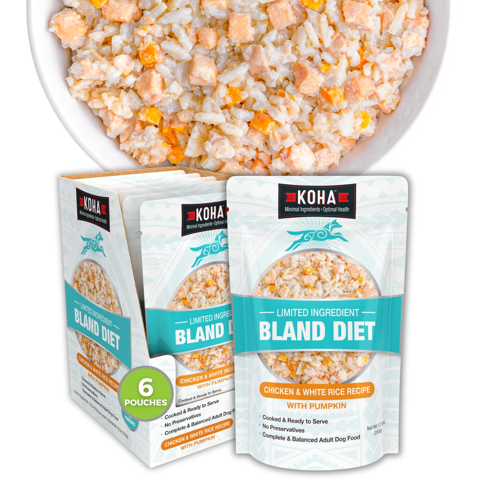 KOHA Limited Ingredient Bland Diet for Dogs - Chicken & White Rice Recipe Wet Dog Food for Sensitive Stomachs | Gentle, Easy-to-Digest Formula | 6-Pack | Perfect for Dogs with Food Allergies or Digestive Issues