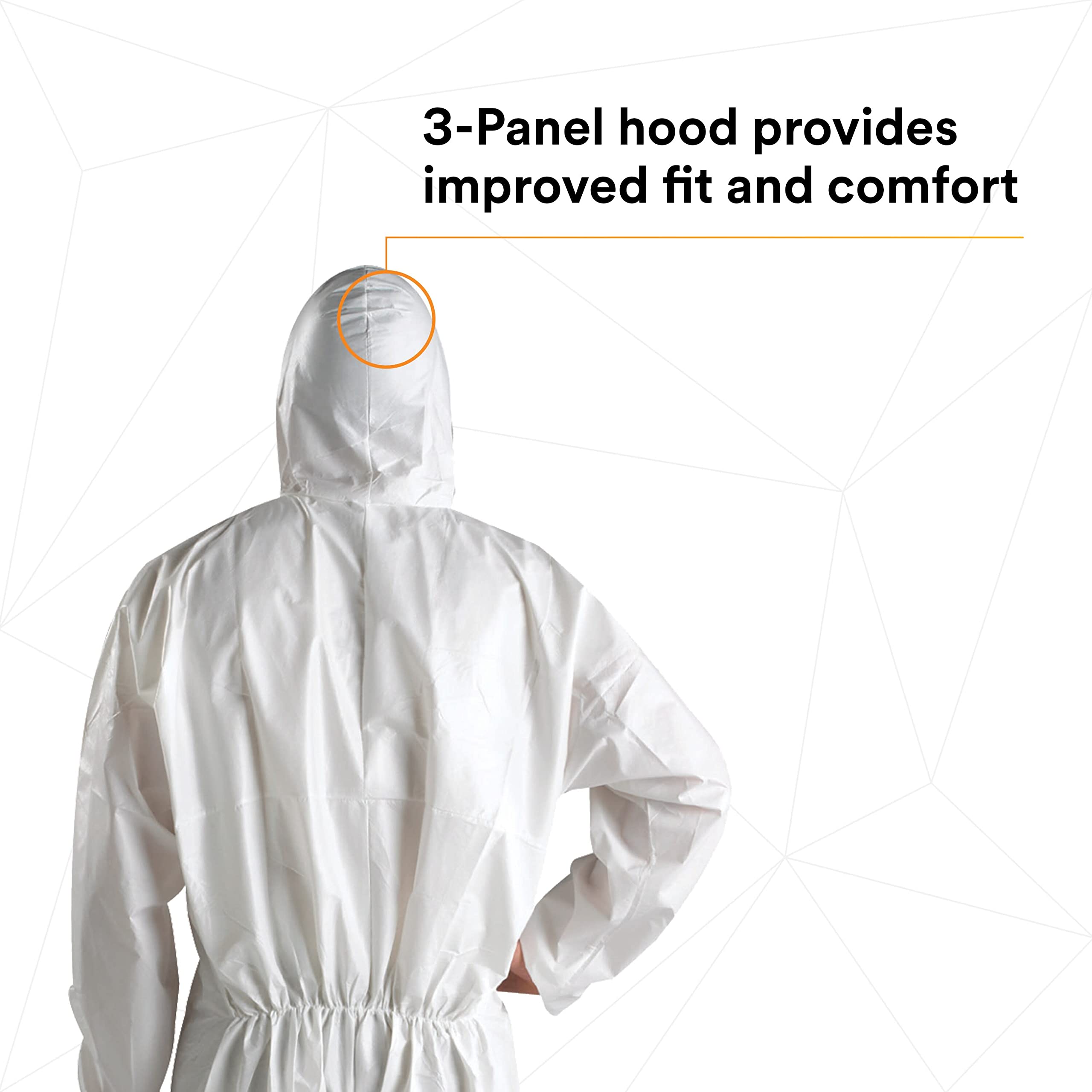 3M 4510 Disposable Microporous Laminate Coverall with Elastic Cuffs - White, Medium (25-Pack) | Protective Workwear for Healthcare, Construction & Industrial Safety