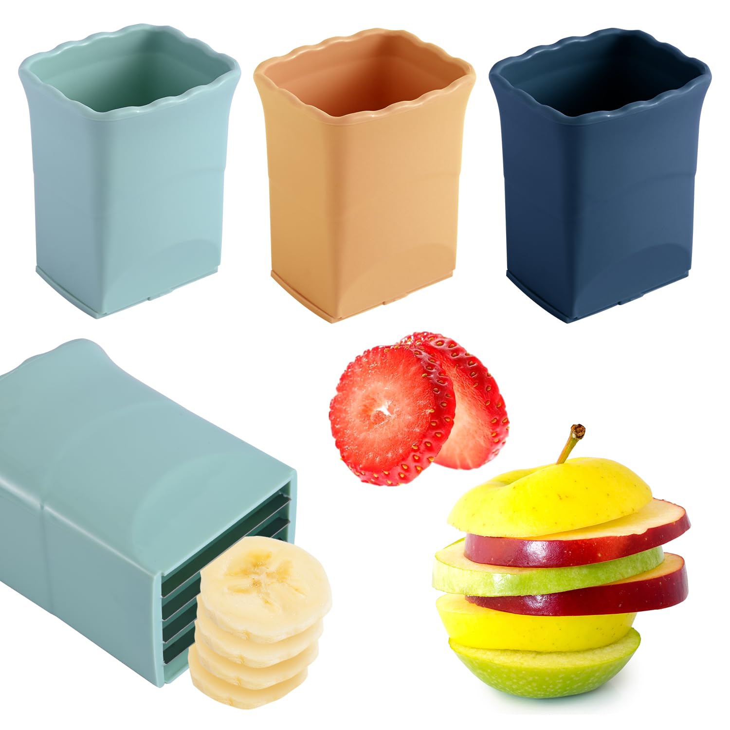 3-Piece Stainless Steel Fruit & Egg Slicer Set - Multifunctional Kitchen Tool for Strawberries, Bananas, and More - Perfect for Fruit Salads, Breakfast Platters, and Party Snacks