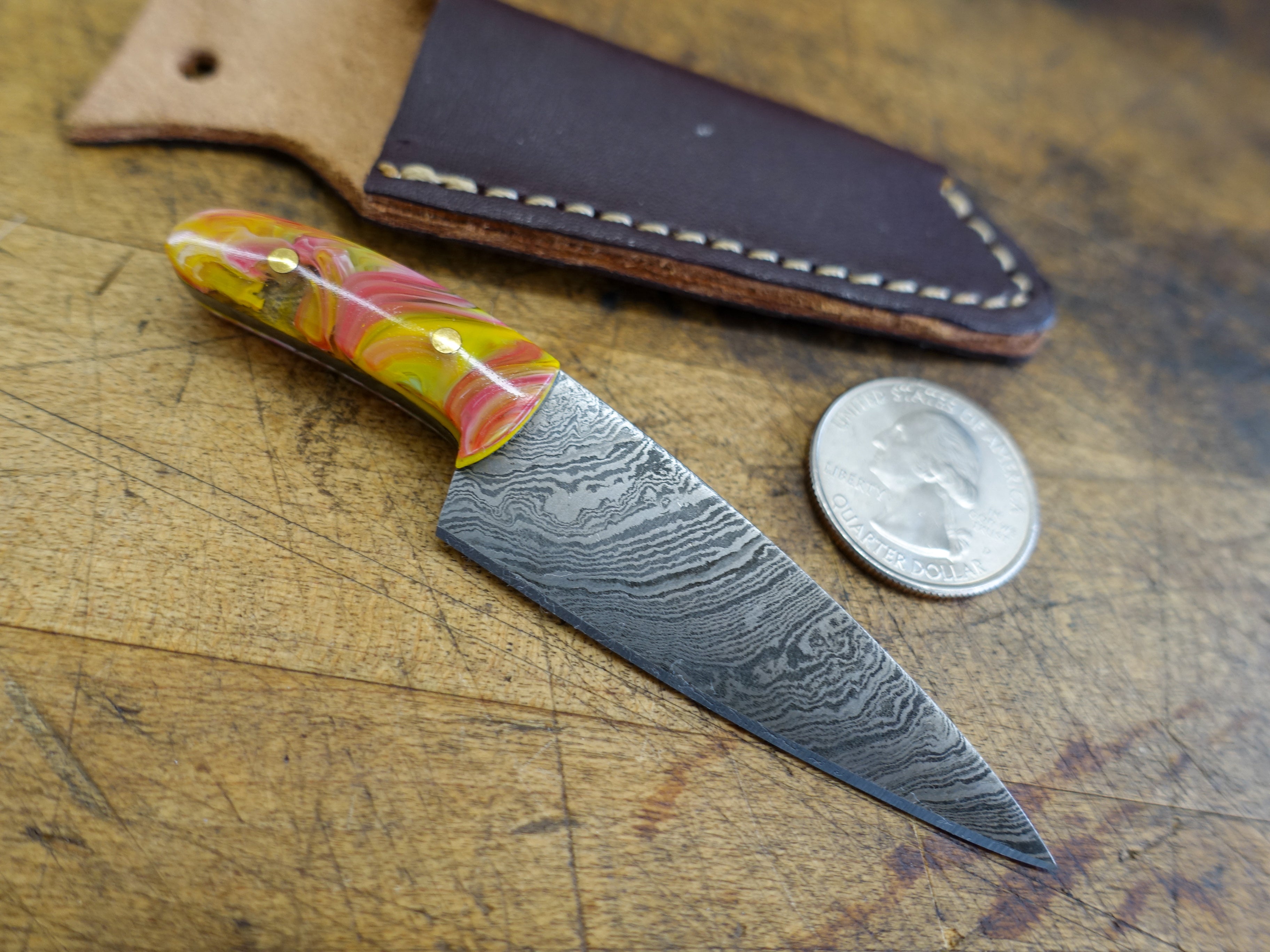 Premium HK Knives Mini Chef Knife with Protective Sheath - 5 Inch Compact Kitchen Knife for Precise Chopping, Slicing & Peeling - Ideal for Camping, Travel & Small Kitchen Spaces