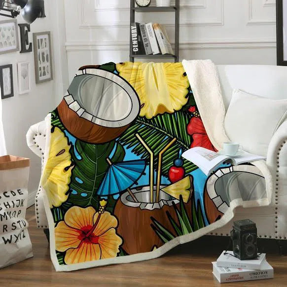 Cozy Soft Sherpa Blanket for Winter - Warm Flannel Throw with Coco Vibes Print - Perfect for Couch, Bed, and Camping